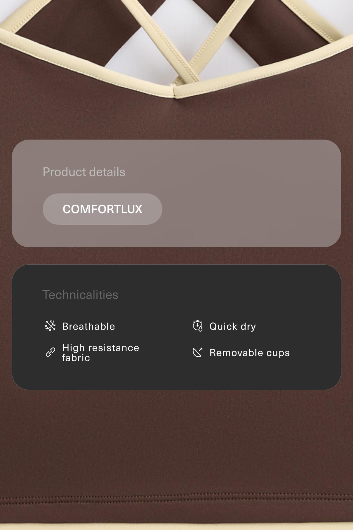 Comfortlux contrast crossover back Tank top — BROWN