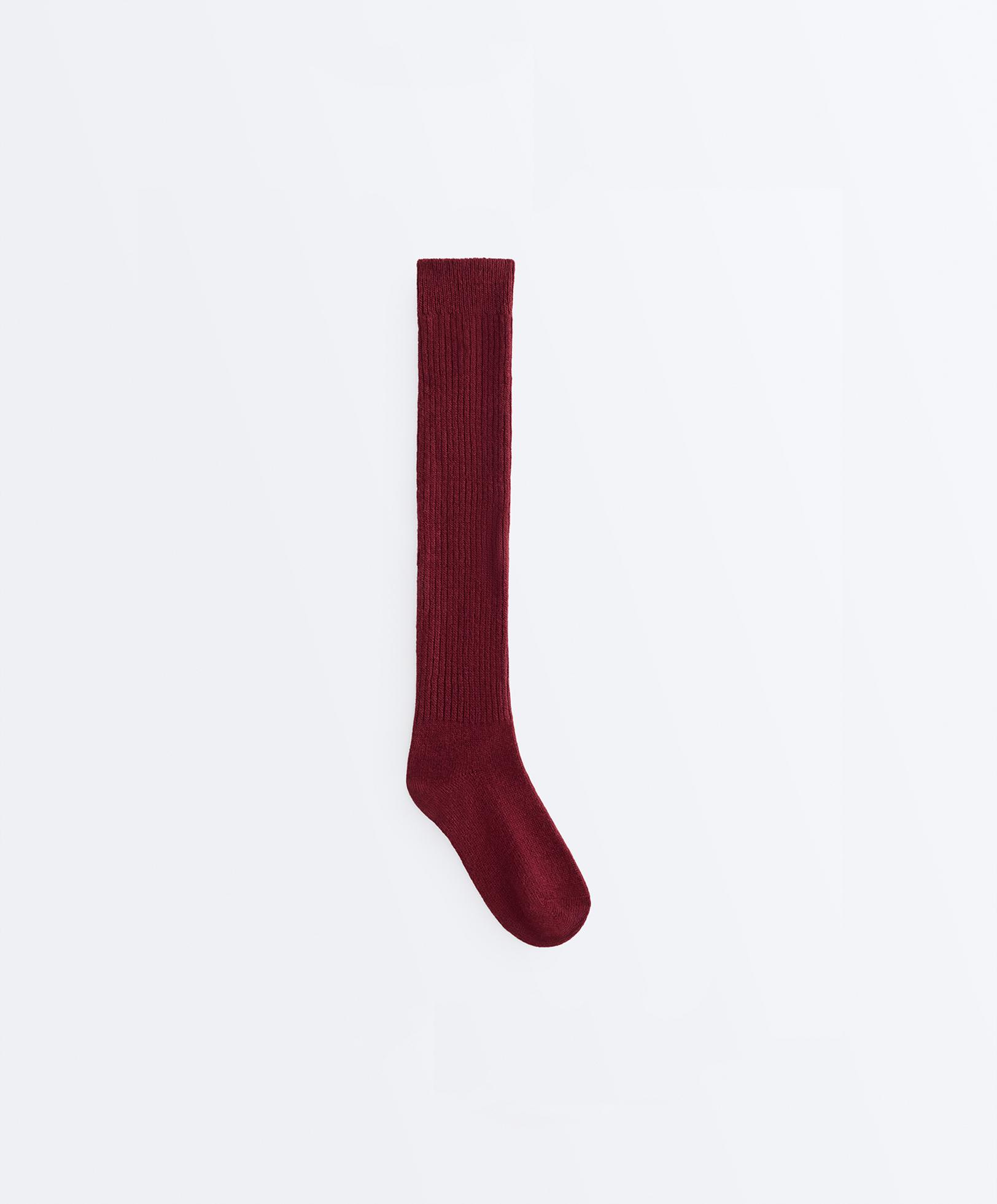 18% cashmere 13% wool long socks — CHERRY