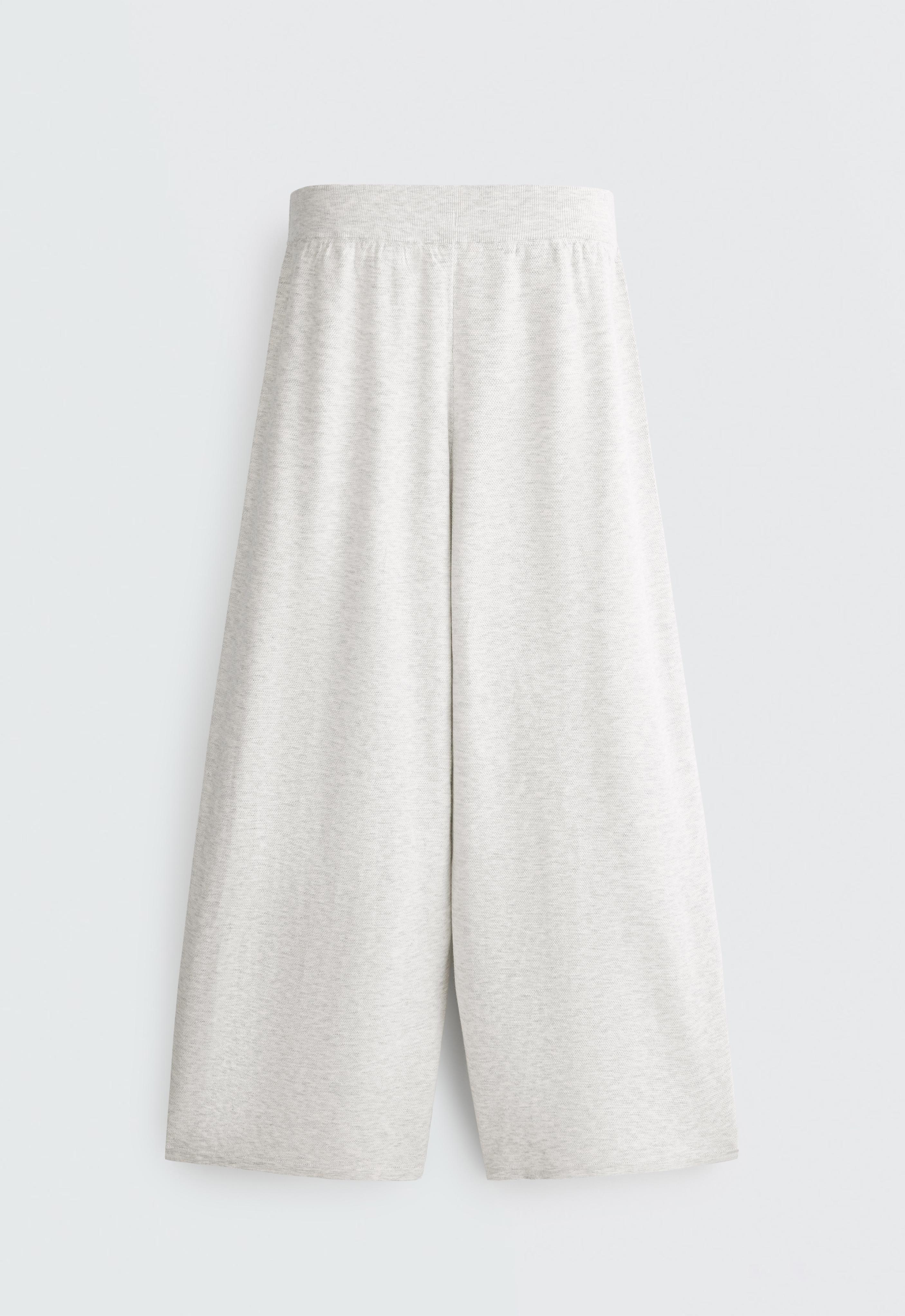Straight-leg knit trousers — PALE GREY MELANGE