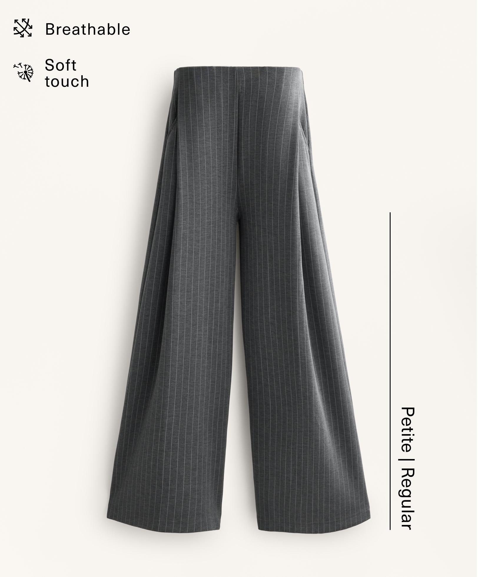 Wide-leg striped trousers with soft-touch modal