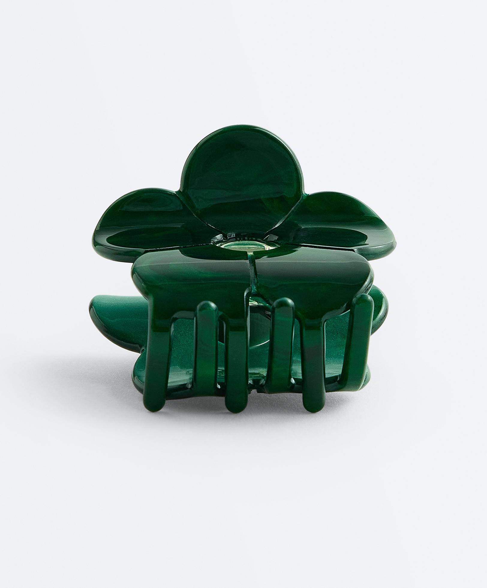 Small flower hair clip — DARK EMERALD