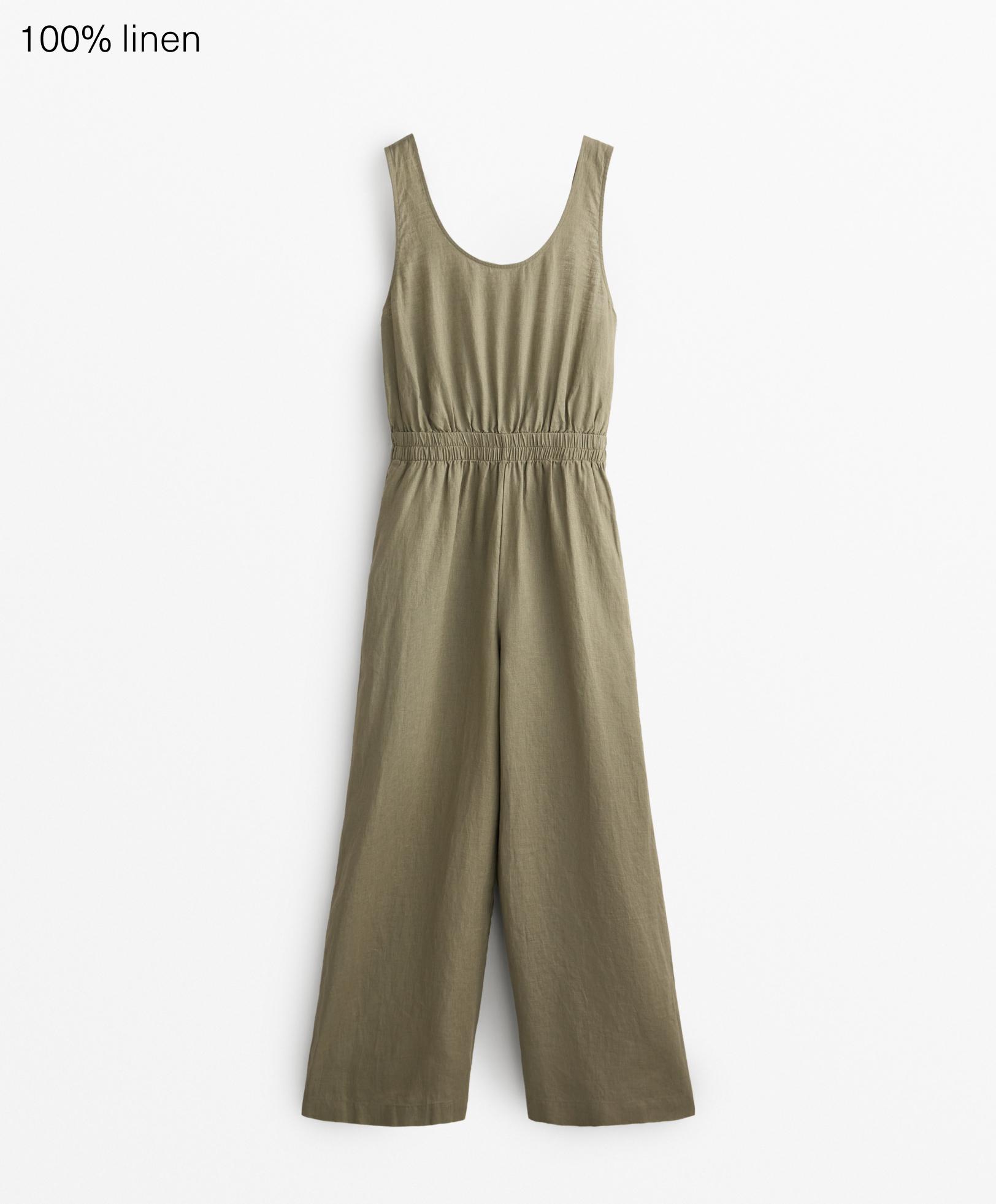 100% linen strappy jumpsuit