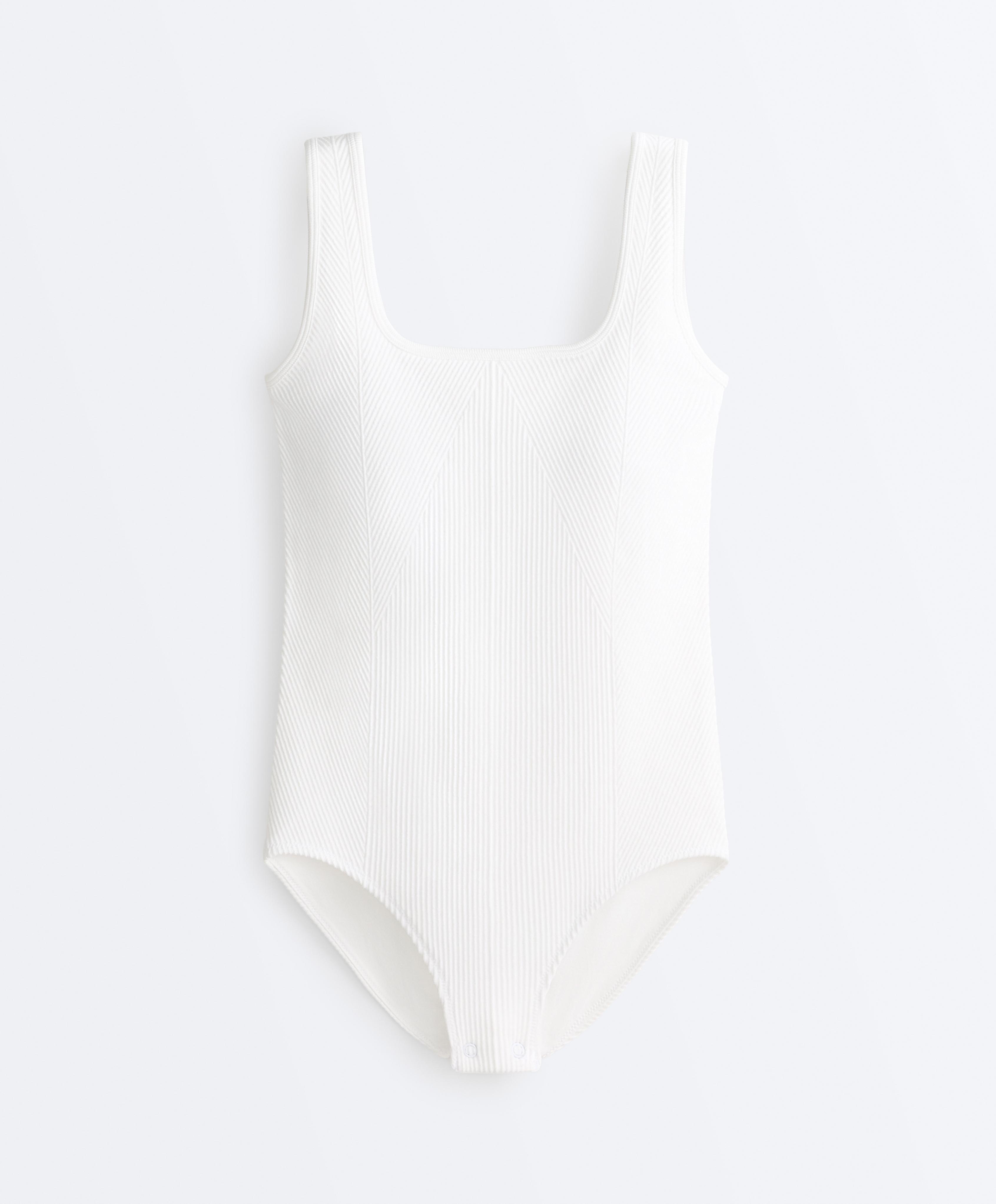 Seamless square neck bodysuit — WHITE 