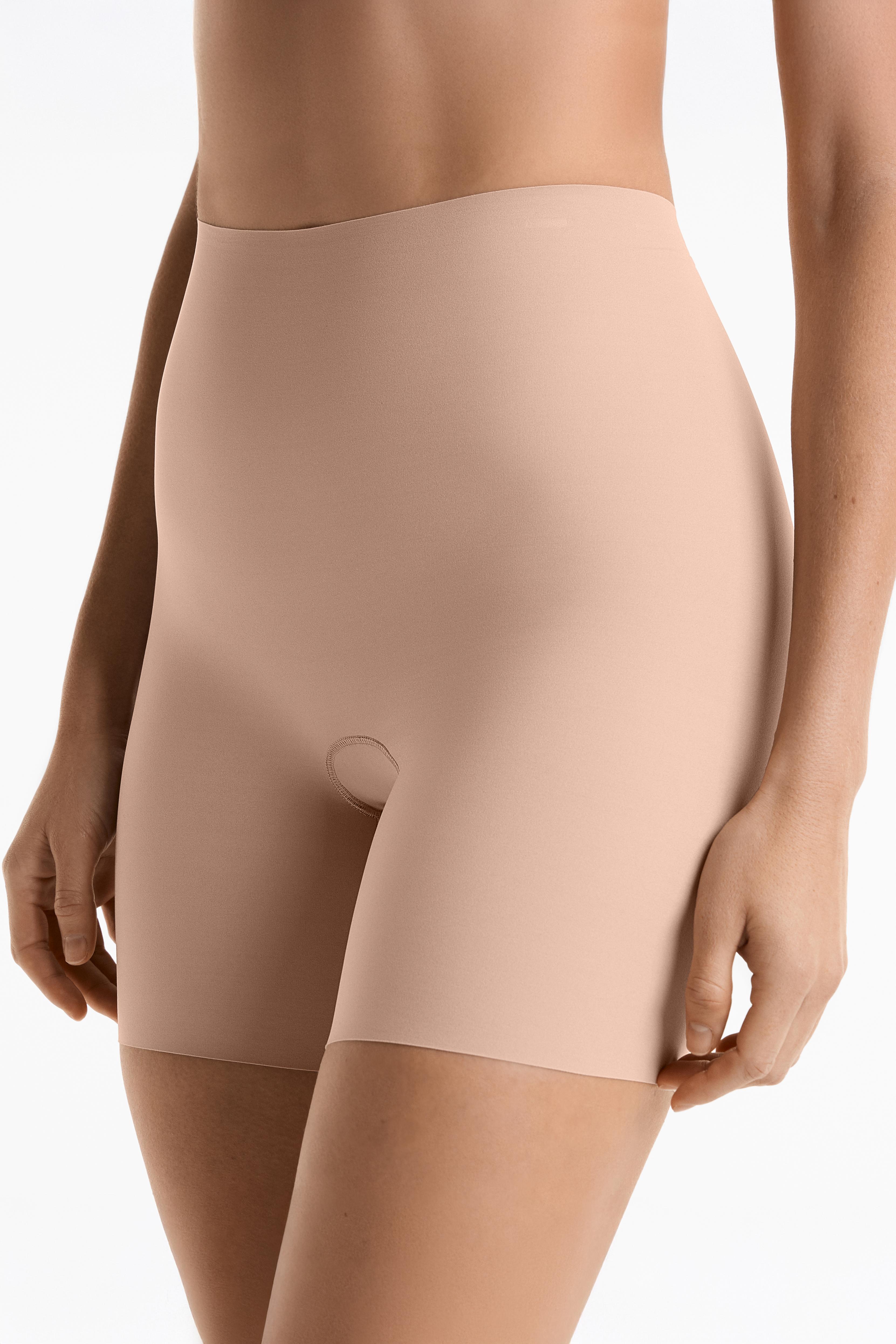 High-waisted invisible laser-cut cycling briefs — BEIGE