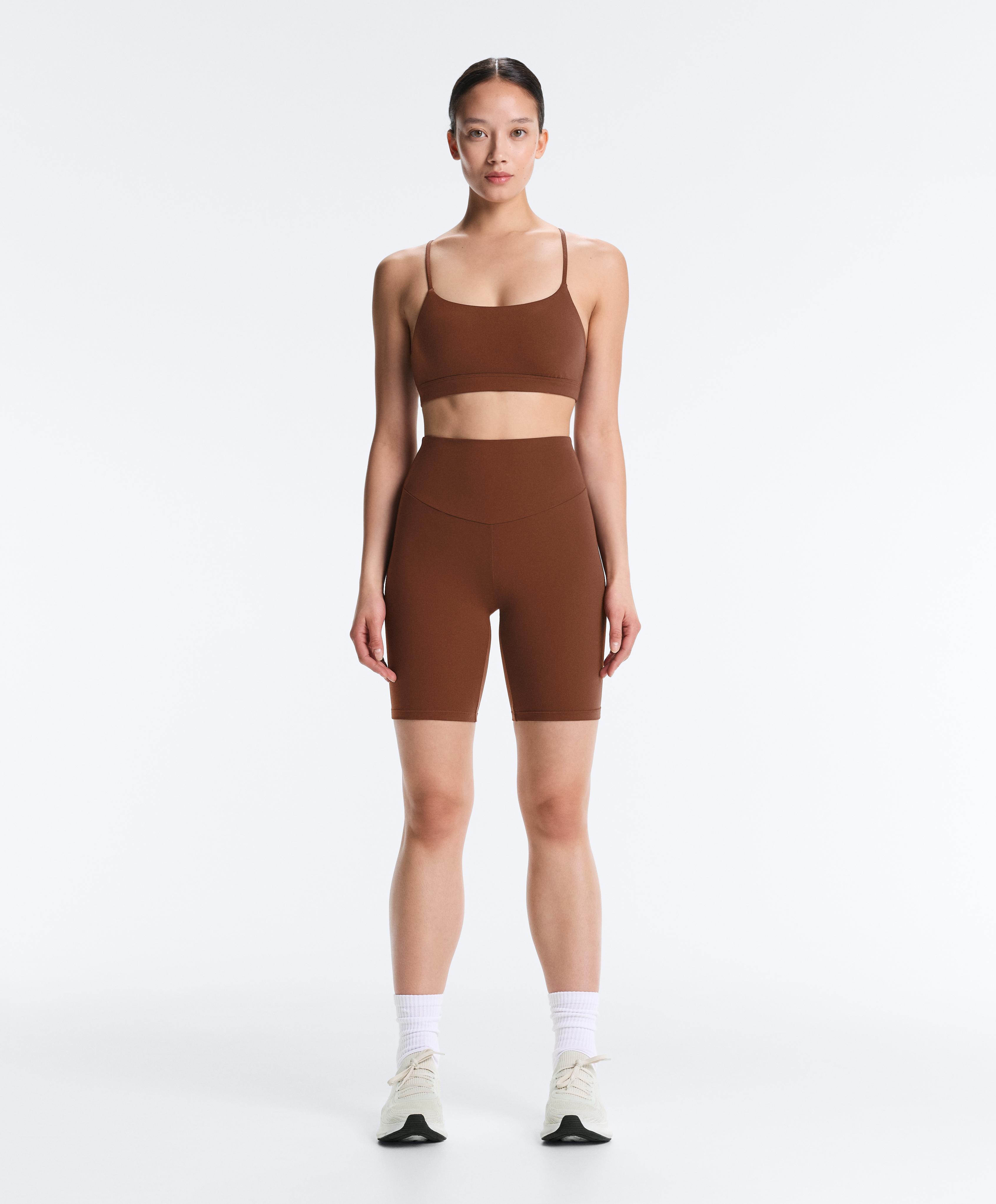 Comfortlux high-rise 20cm biker leggings — COFFEE