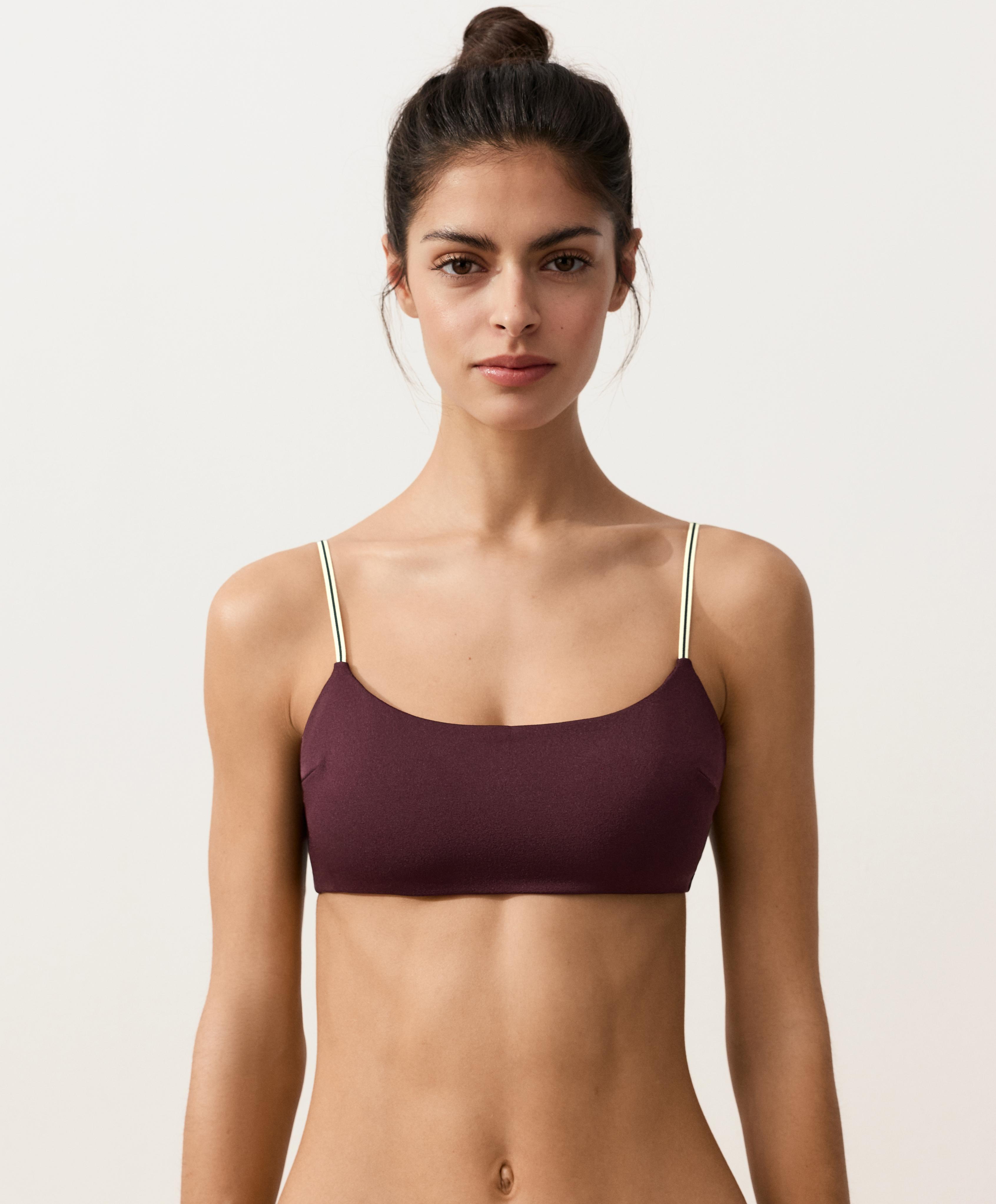 Contrast strap bandeau bikini top