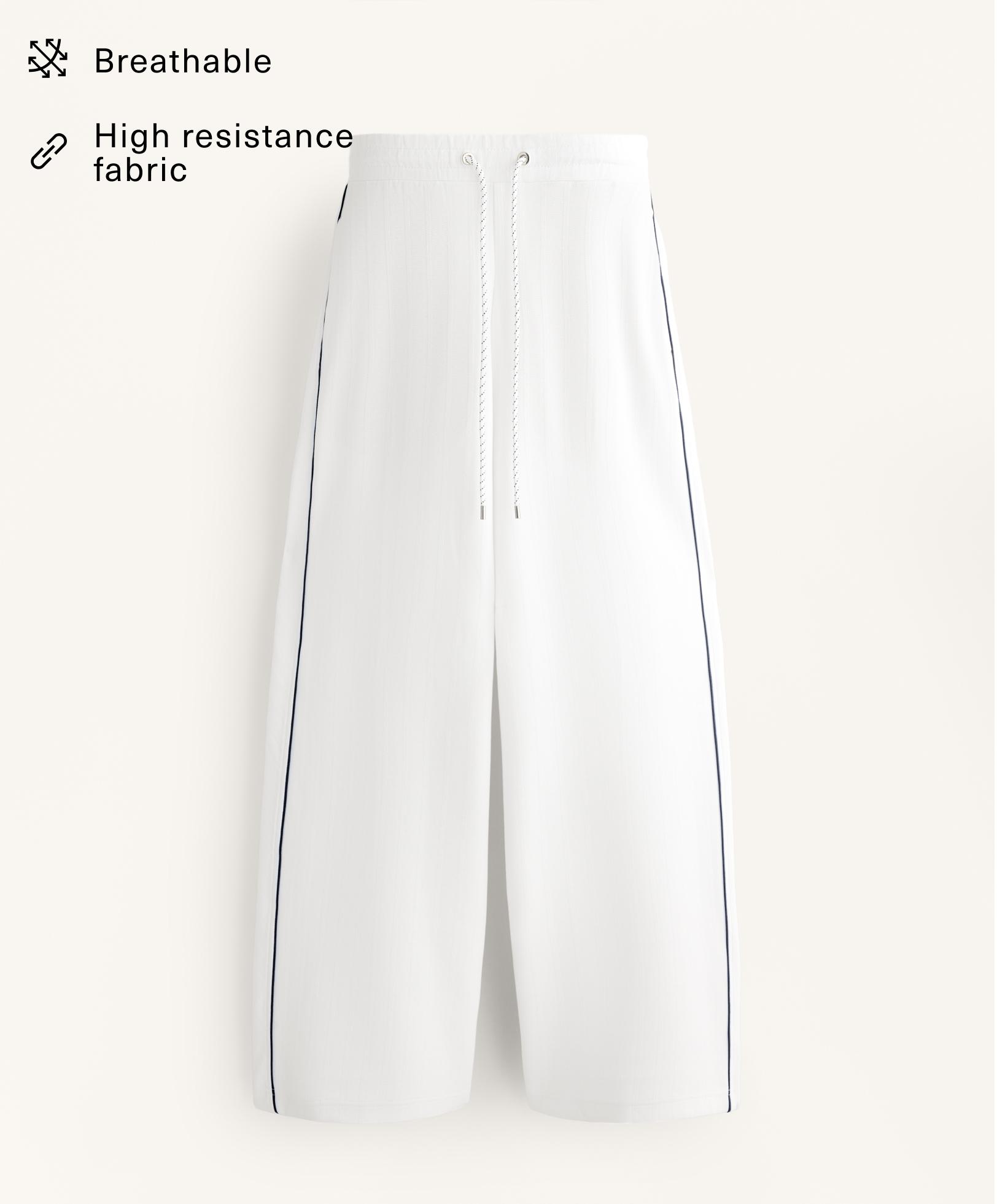 Piqué trousers with side piping and cotton — WHITE 