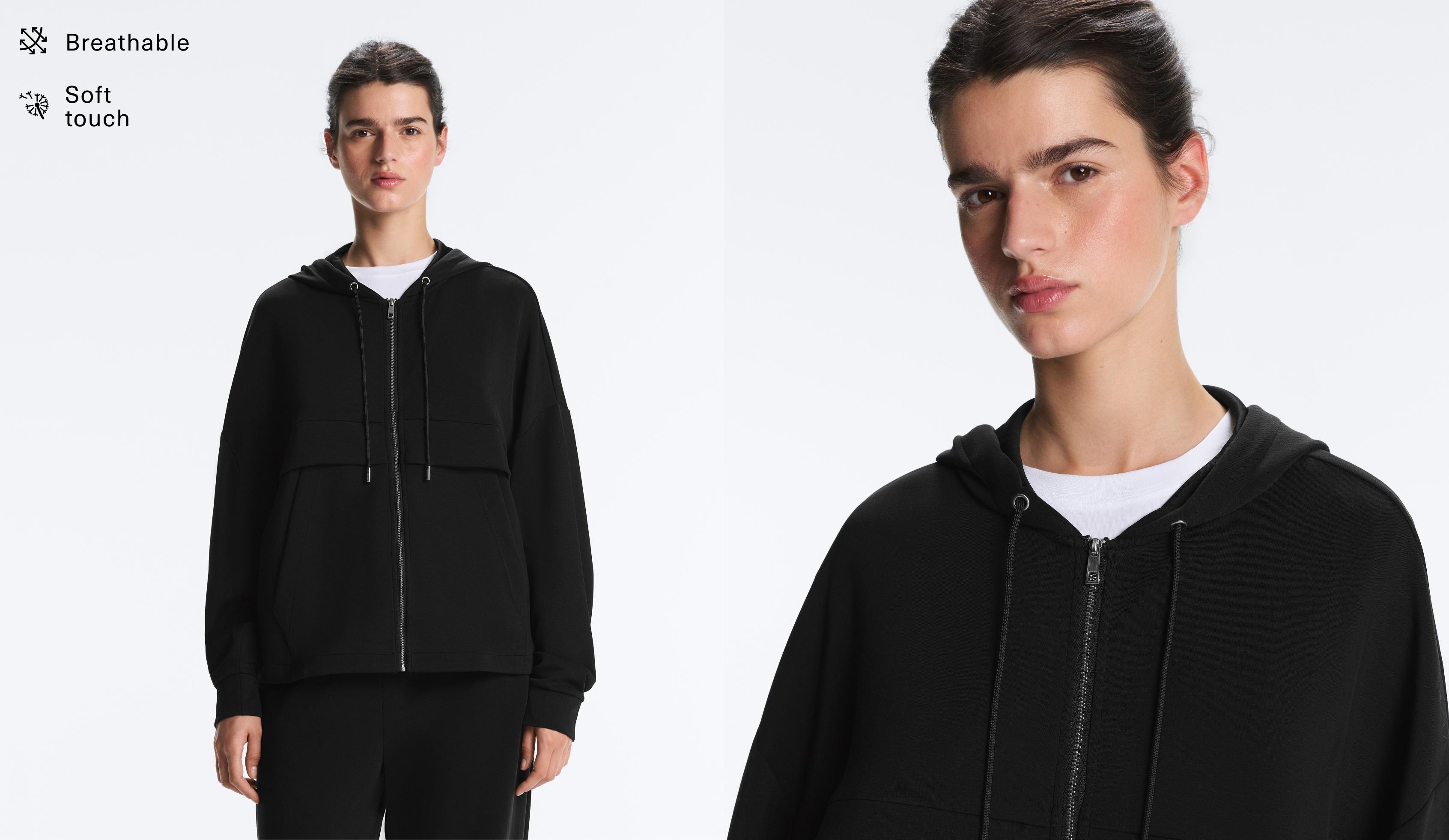 Soft-touch jacket with modal — BLACK