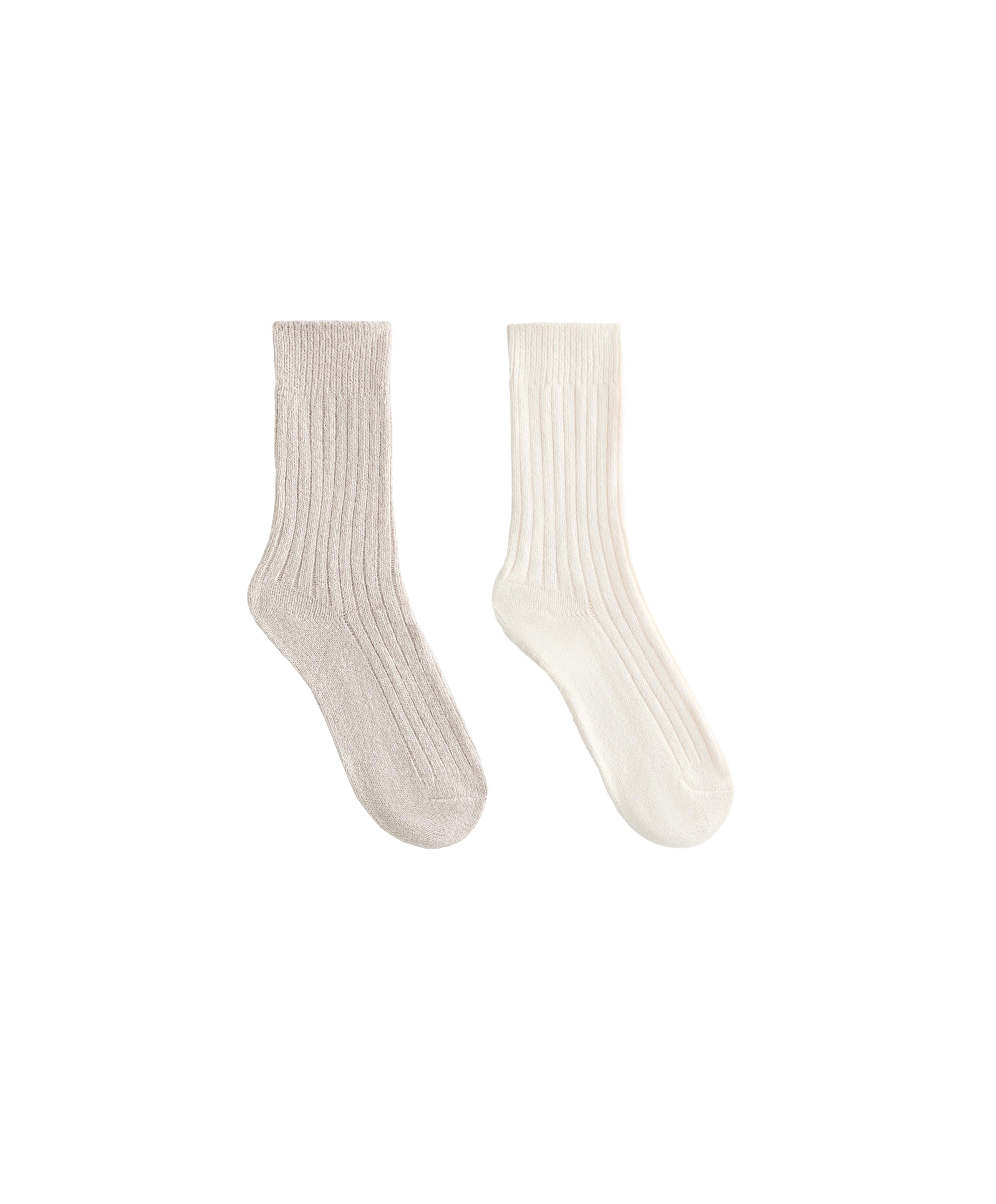 2 Pairs of Classic Ribbed Socks — ECRU