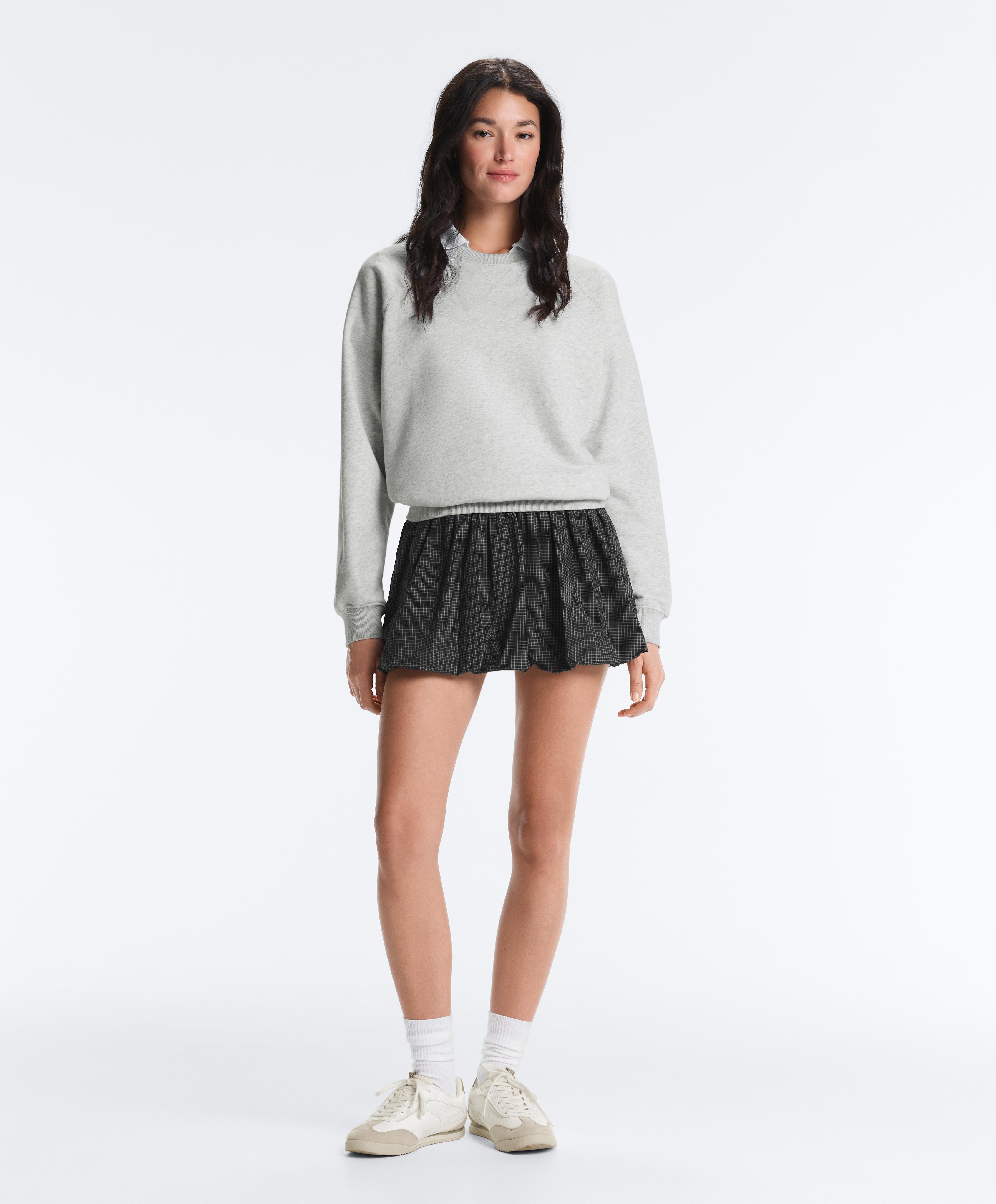 High rise Compressive check balloon mini skirt — BLACK