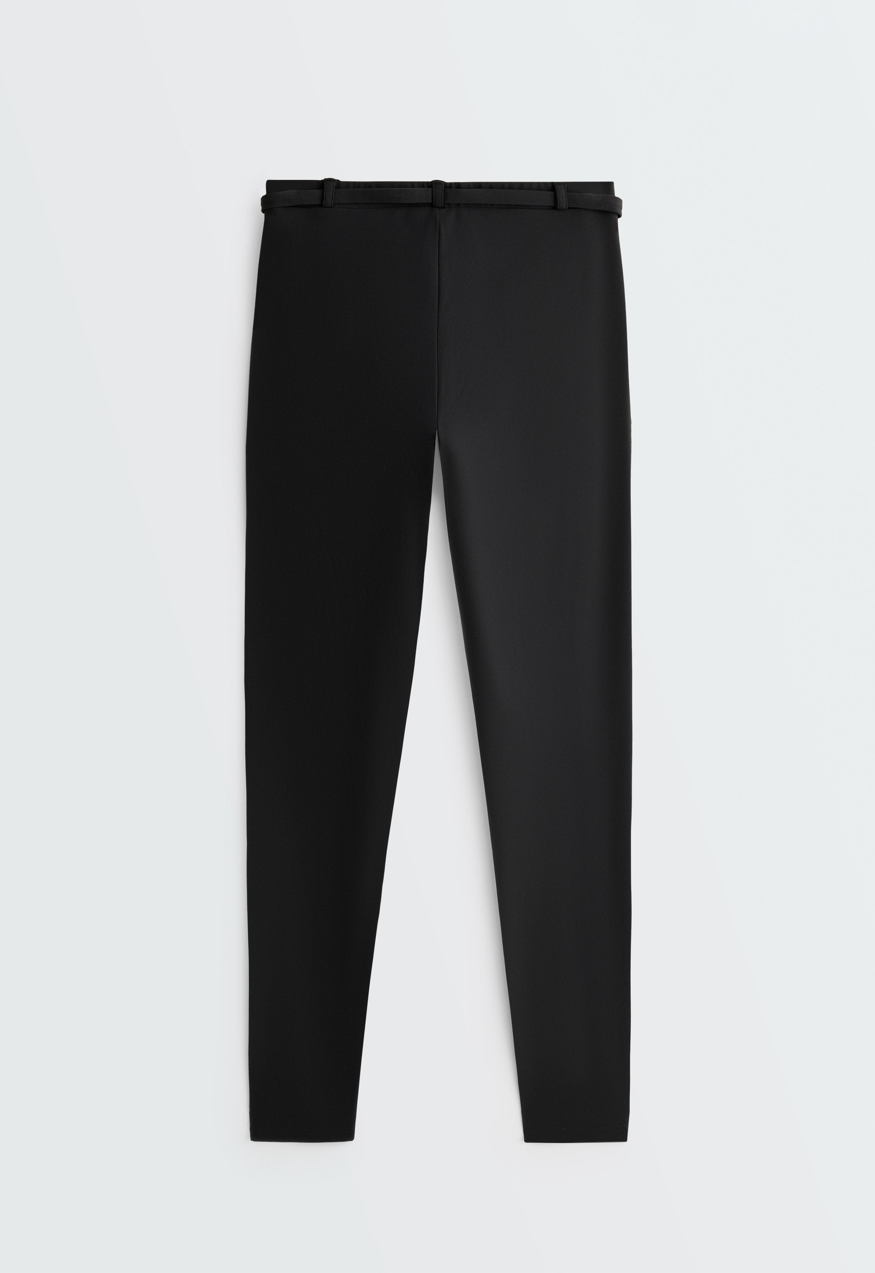 Comfortlux high-rise 65cm ankle-length leggings with belt — BLACK