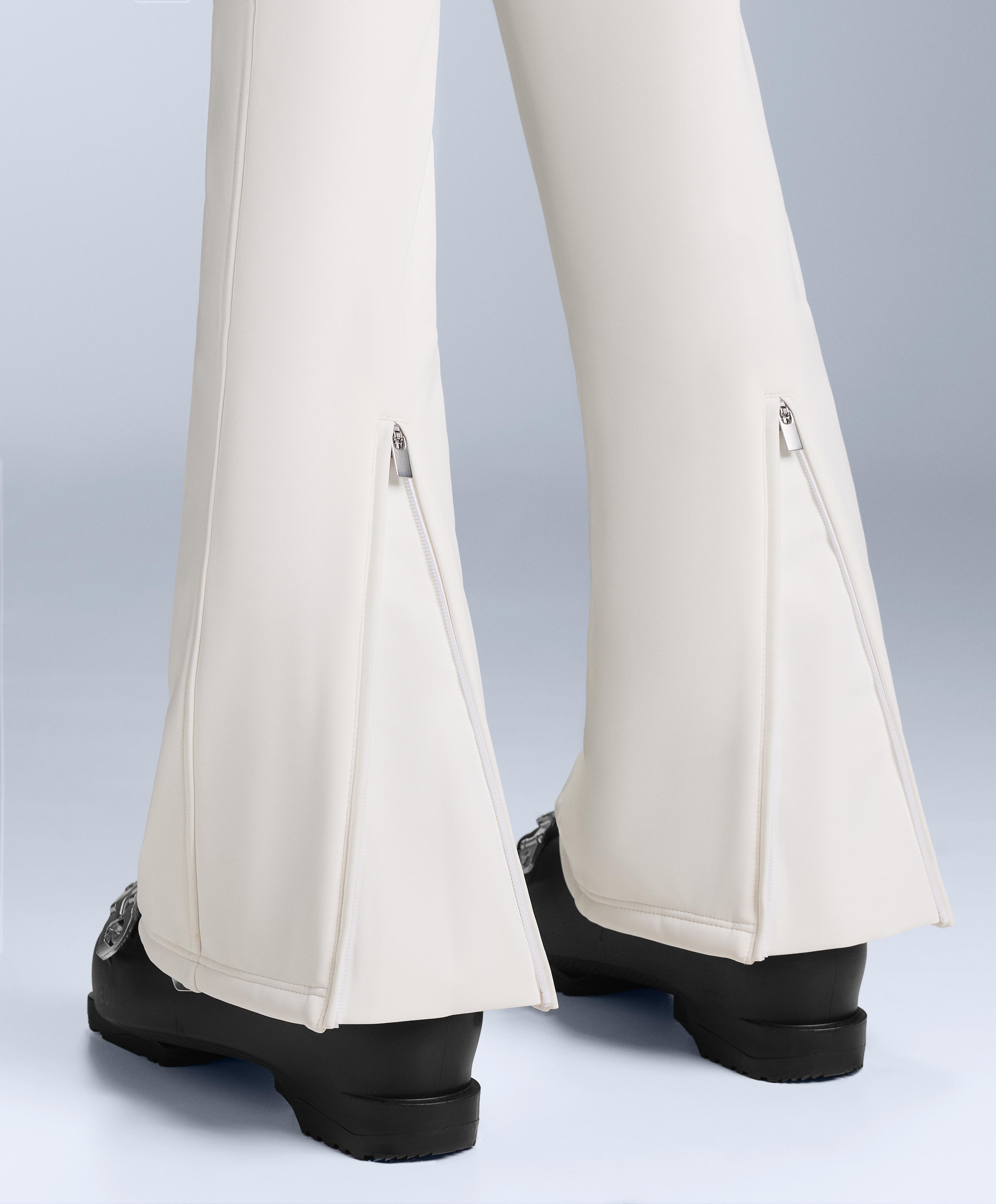 Water-resistant full length flare stretch SKI trousers — WHITE 
