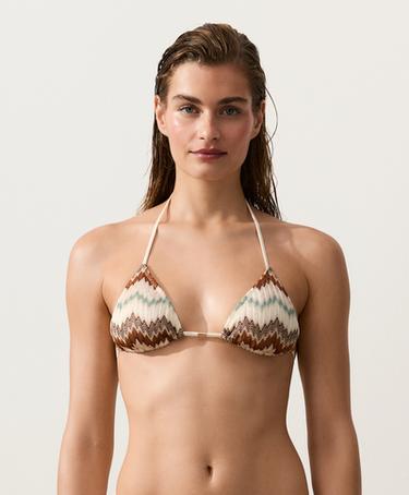 Zigzag crochet triangle bikini top — AQUA GREEN 1