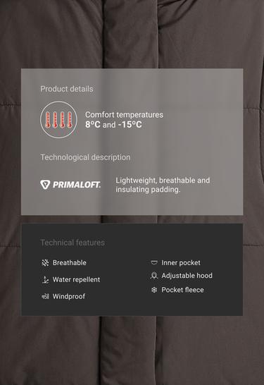 Padded Primaloft® water-repellent A-line jacket — DARK BROWN 2