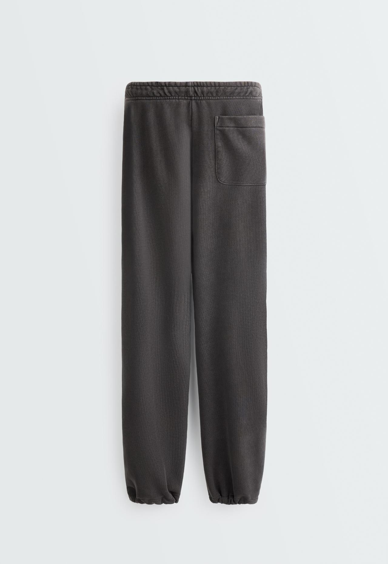 Adjustable cotton-blend fleece straight trousers — DARK ANTHRACITE