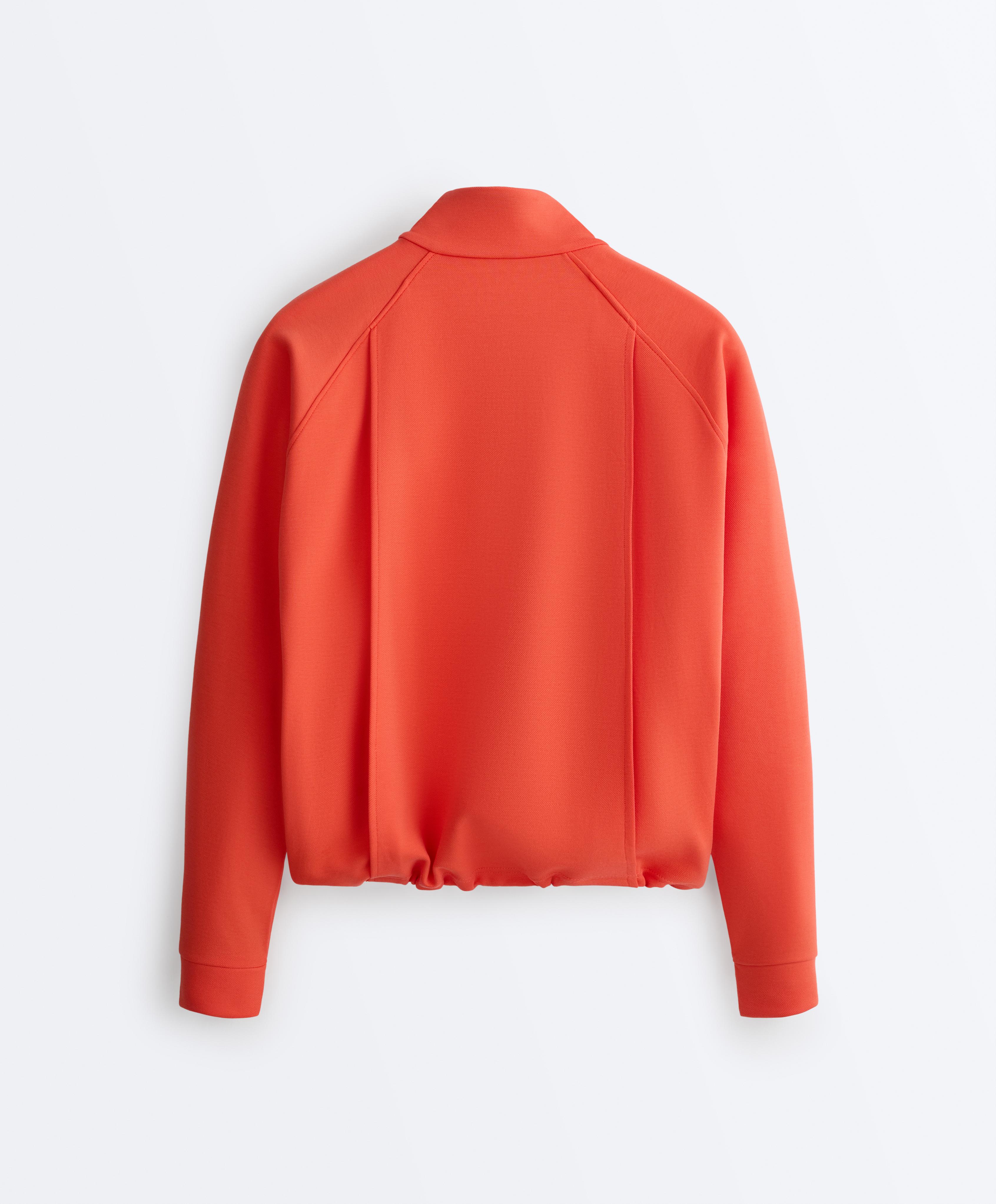 Cotton piqué pocket jacket — BRIGHT ORANGE
