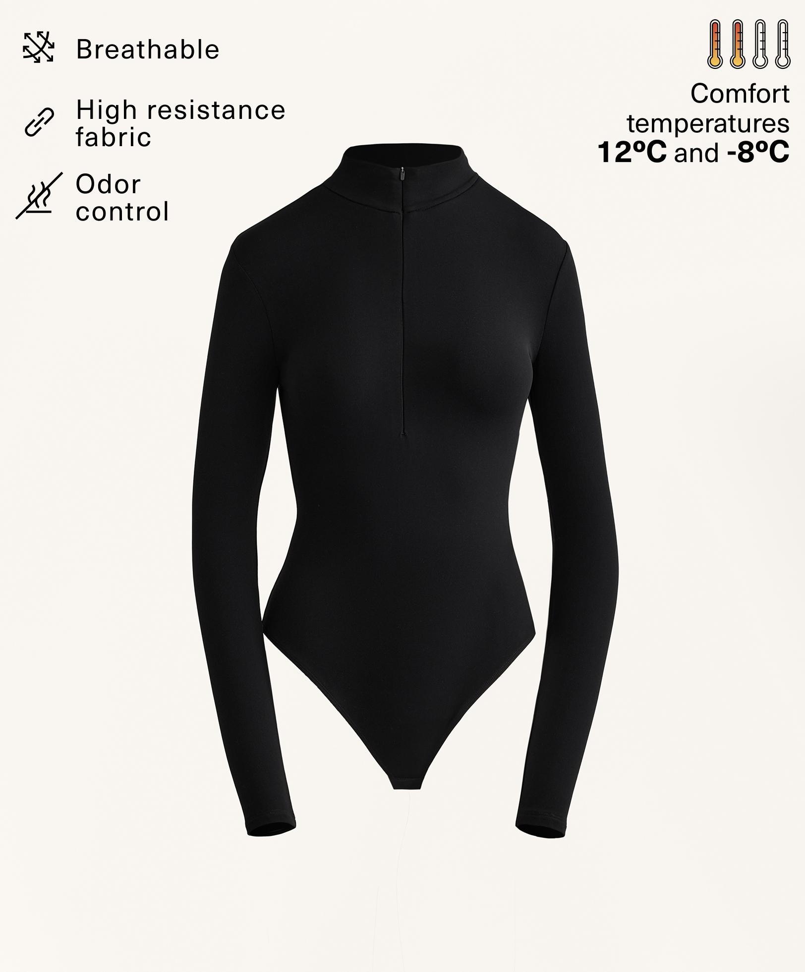 Thermal base layer body with half zip