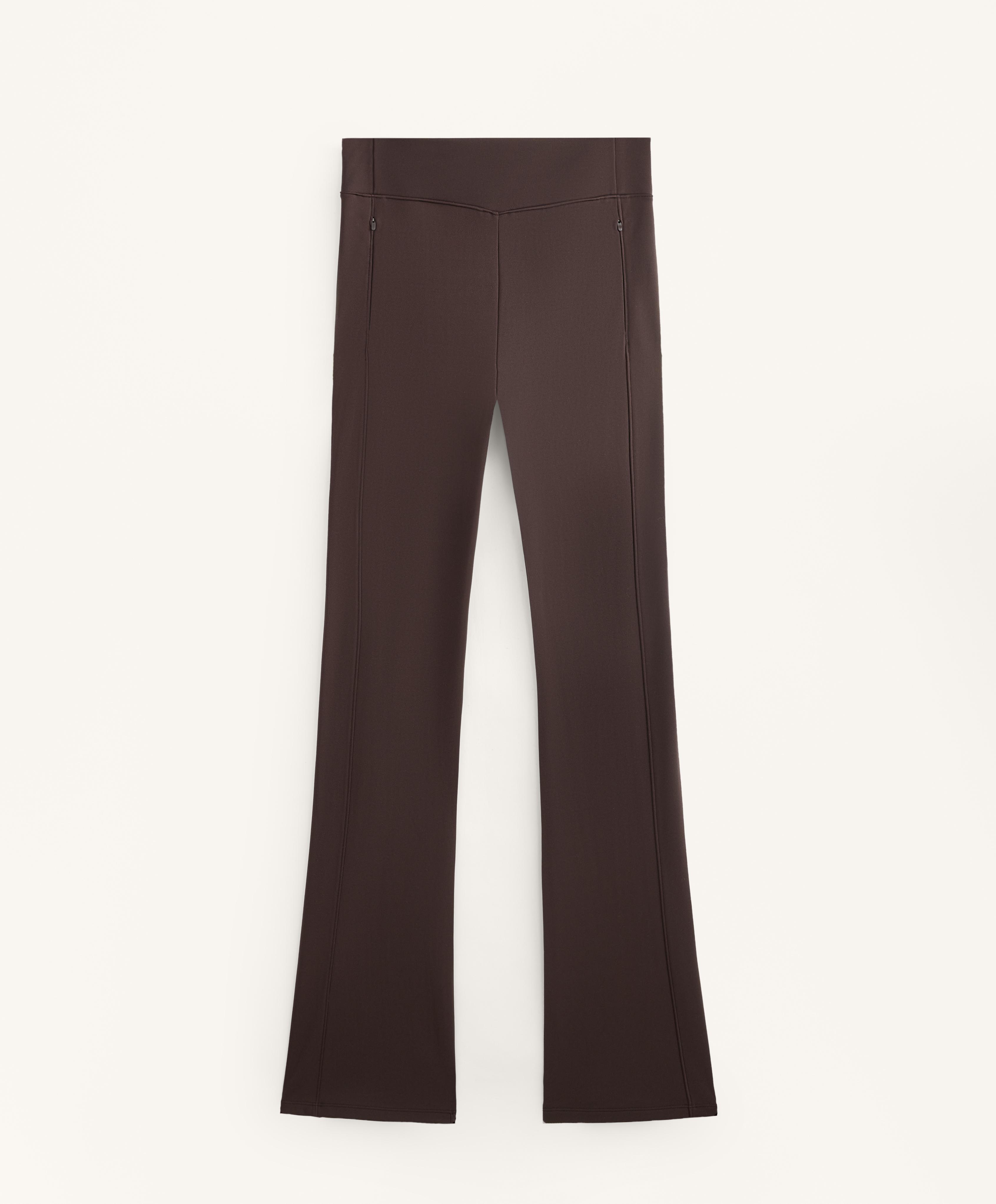 High rise warm flare trousers with pockets — DARK REDDISH‑BROWN