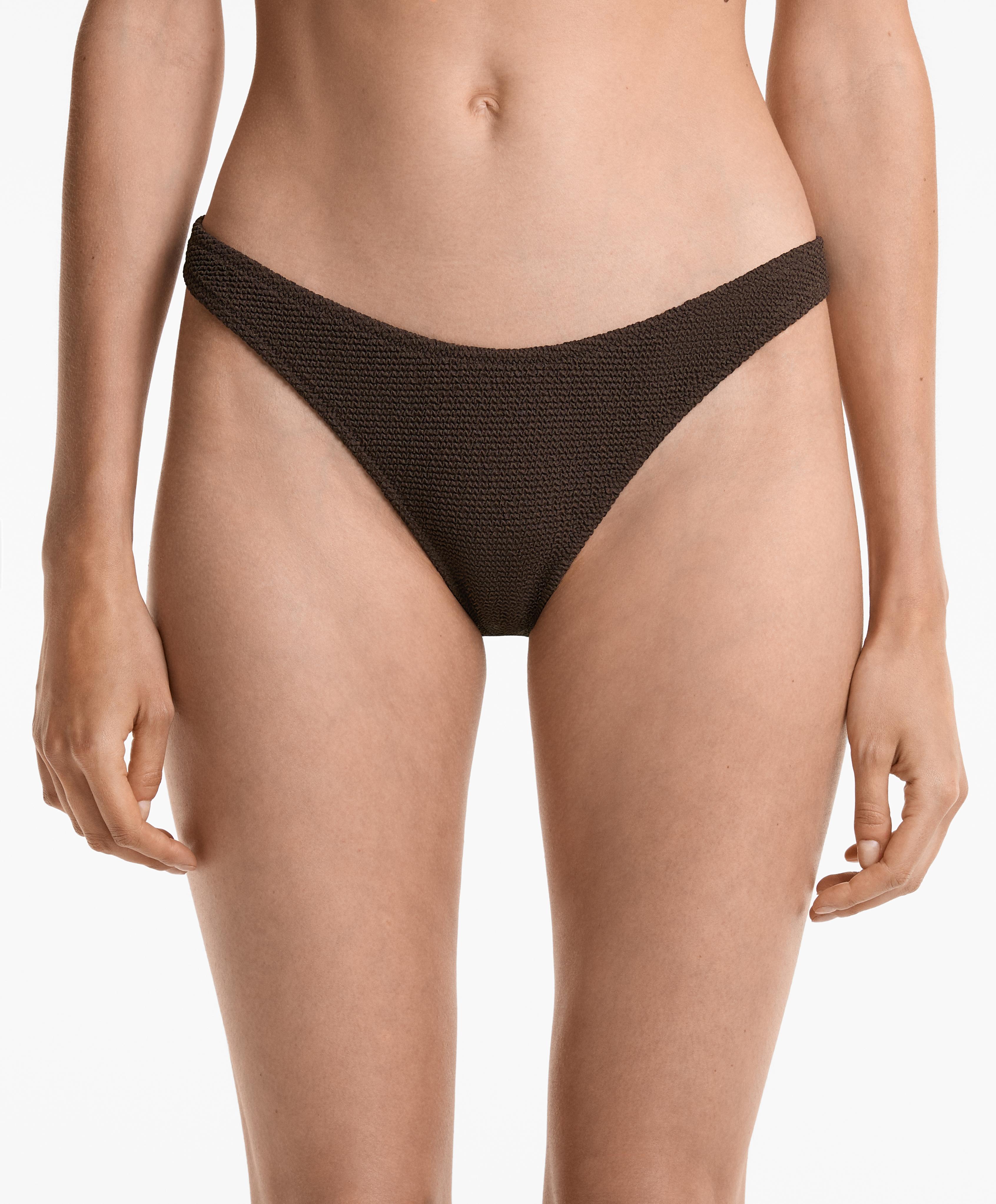 Cueca de biquíni média crinkle de corte em U Cueca de biquíni média crinkle de corte em U