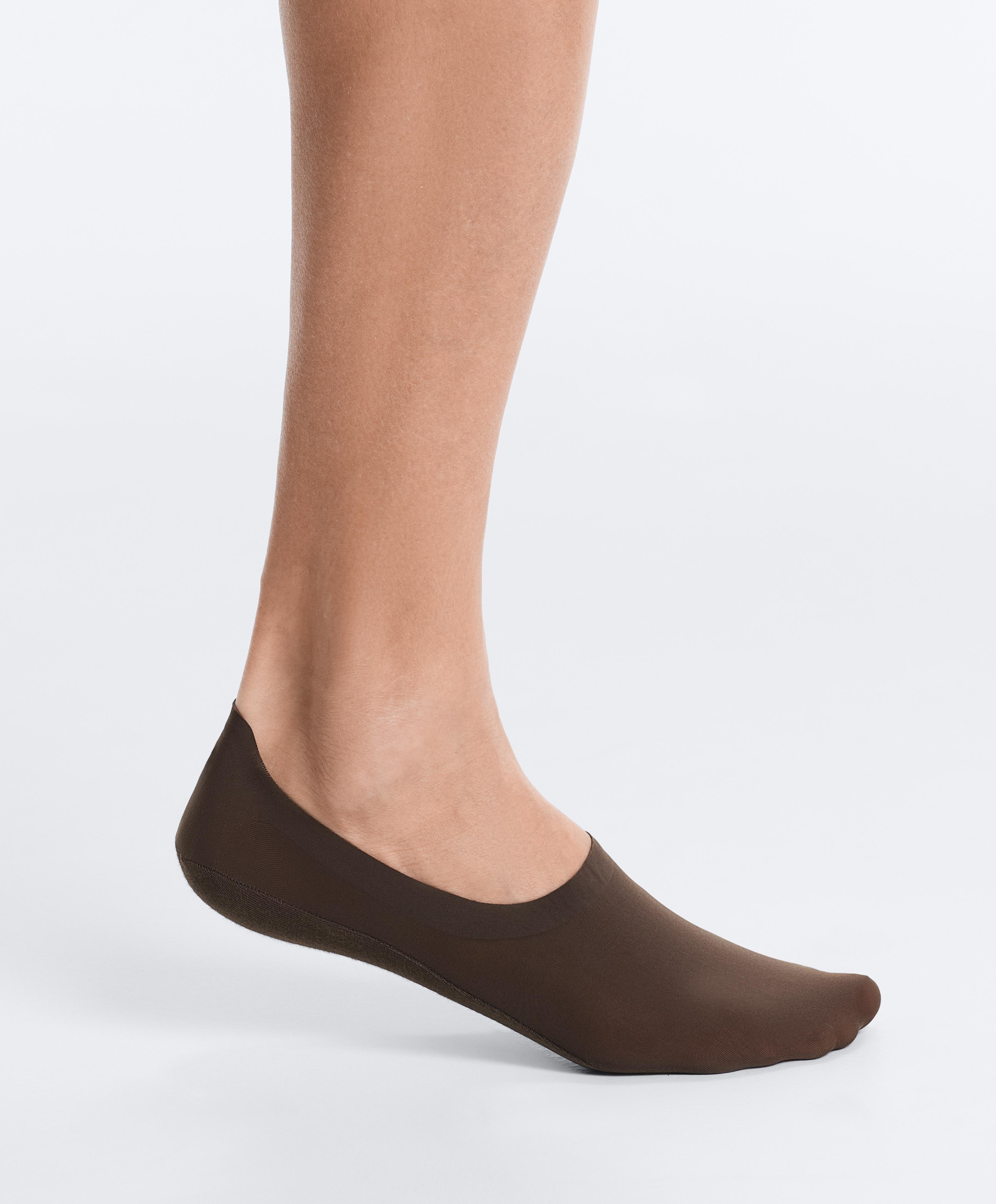 2 pairs of high-cut invisible microfibre socks — PALE PINK