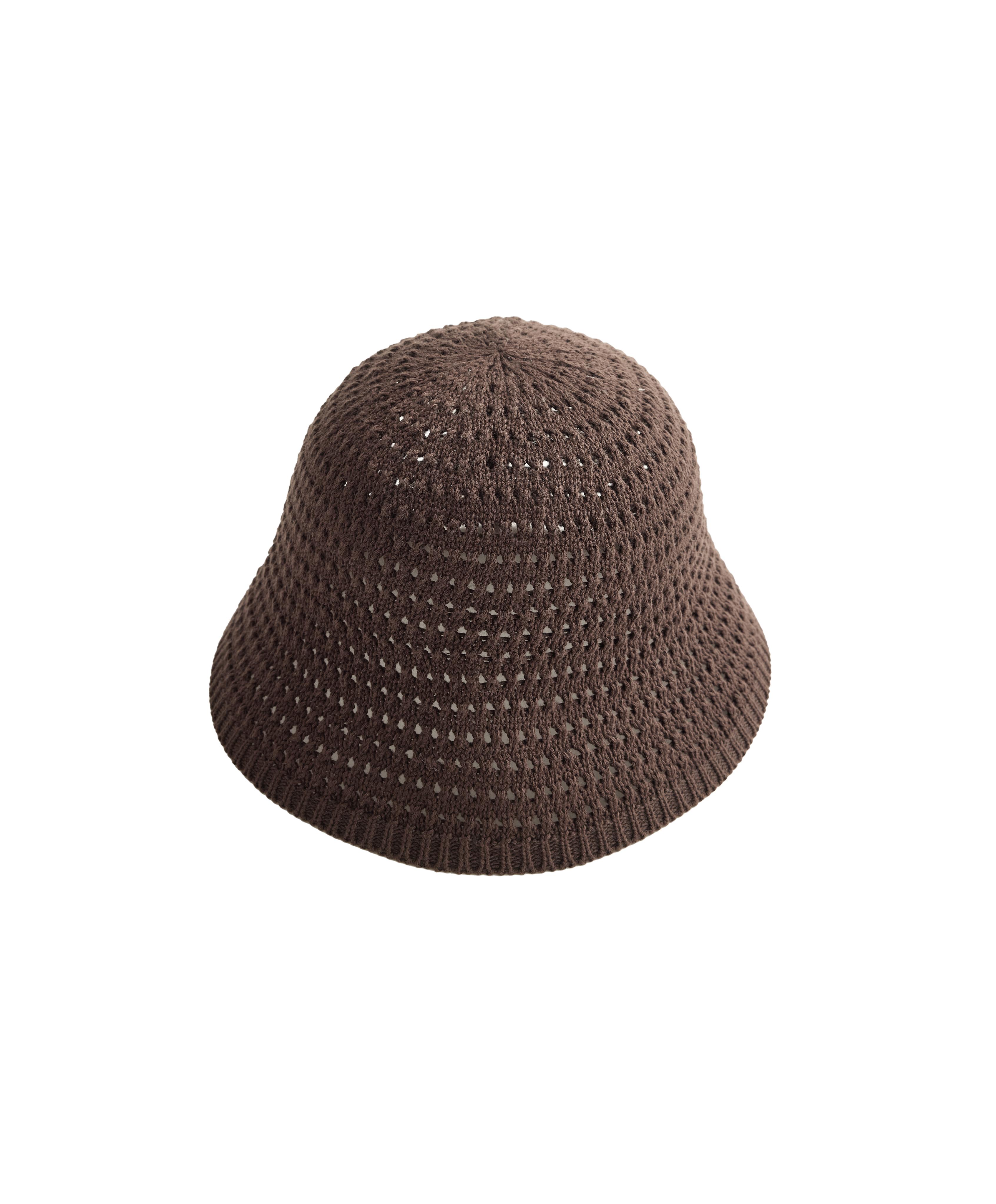 100% cotton crochet bucket hat — BROWN