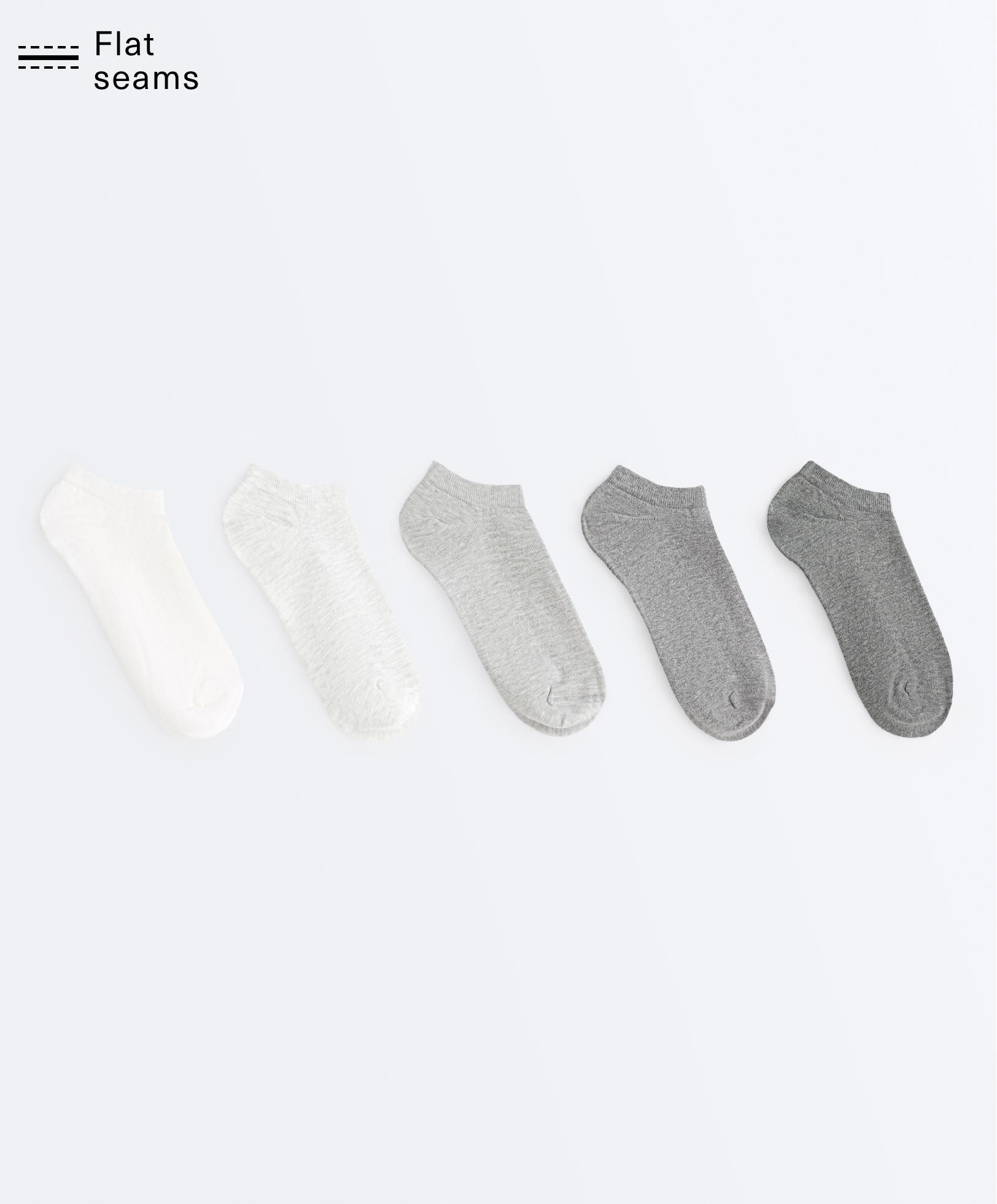 5 pairs of cotton sneaker socks — PALE GREY MELANGE