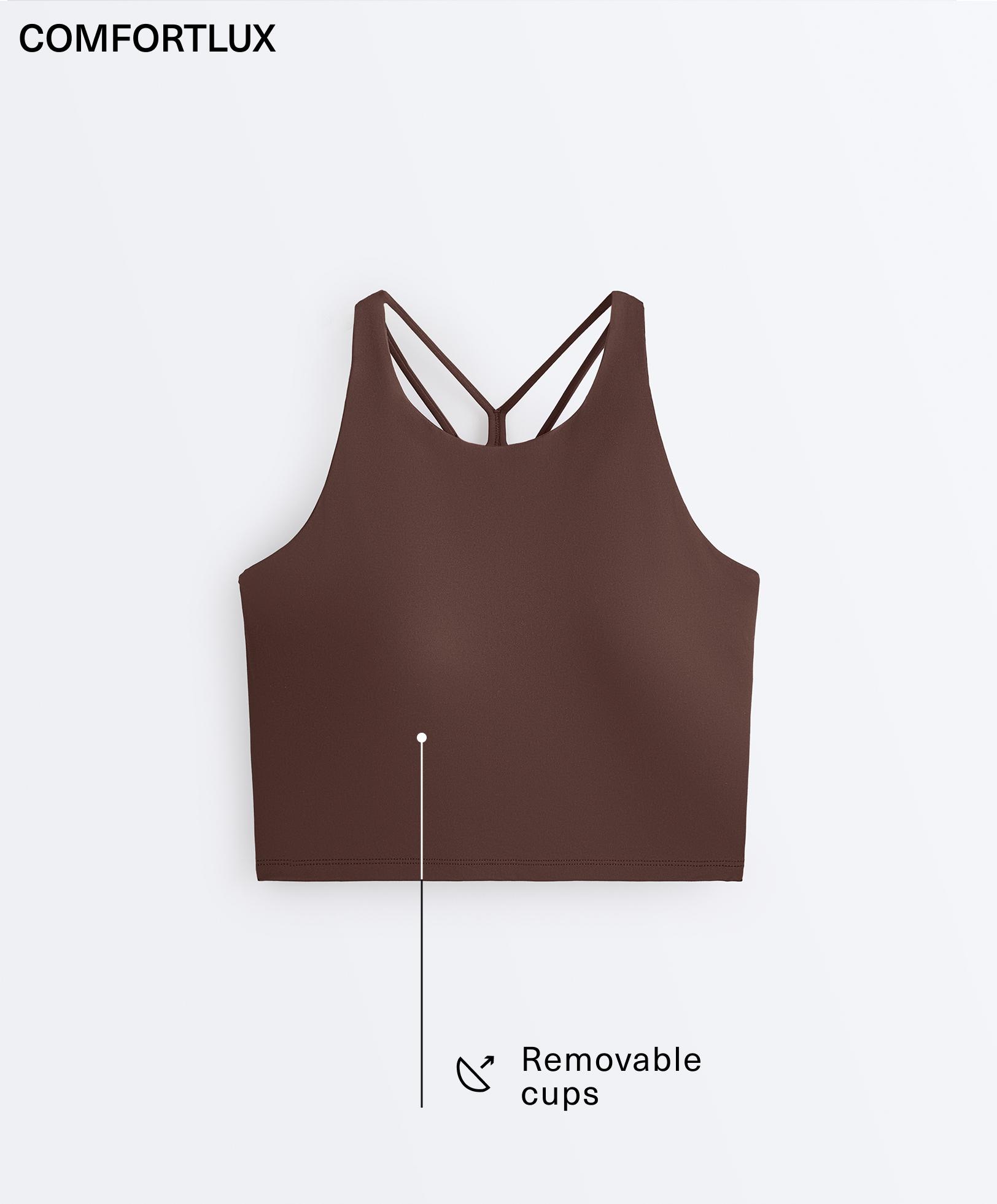 Comfortlux strappy tank top with cups — BROWN