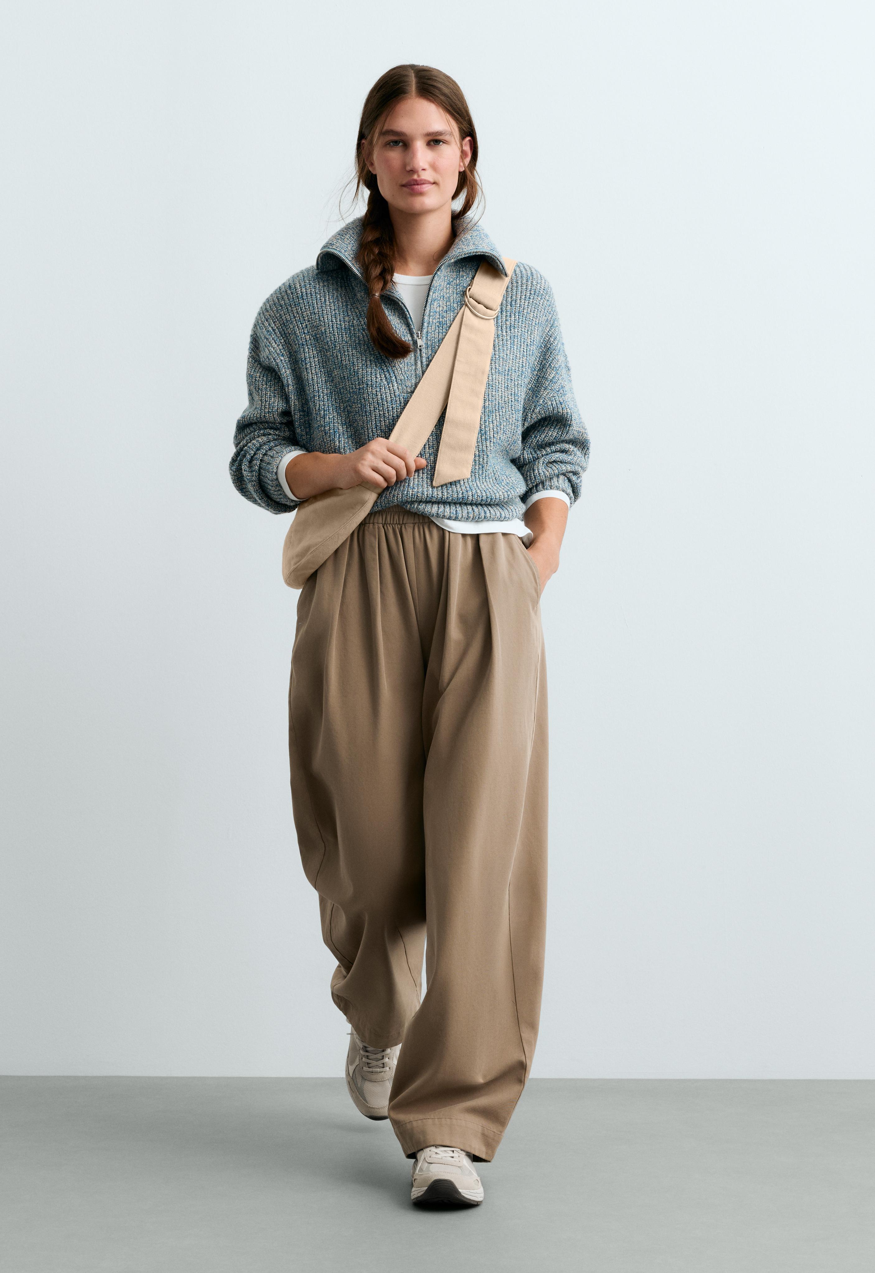 Pull maille chinée à demi-zip