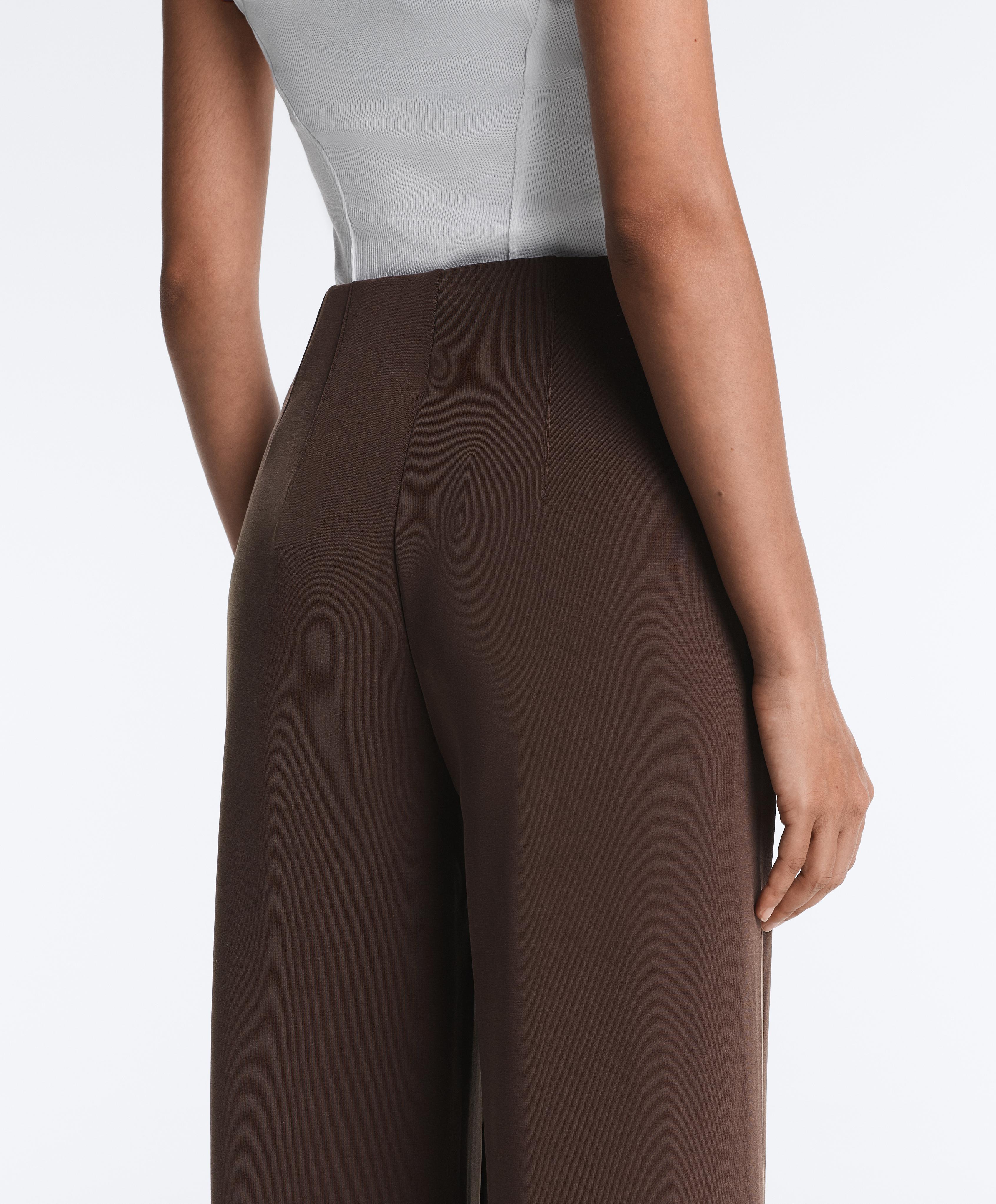 Straight-leg trousers with modal and crease — BROWN
