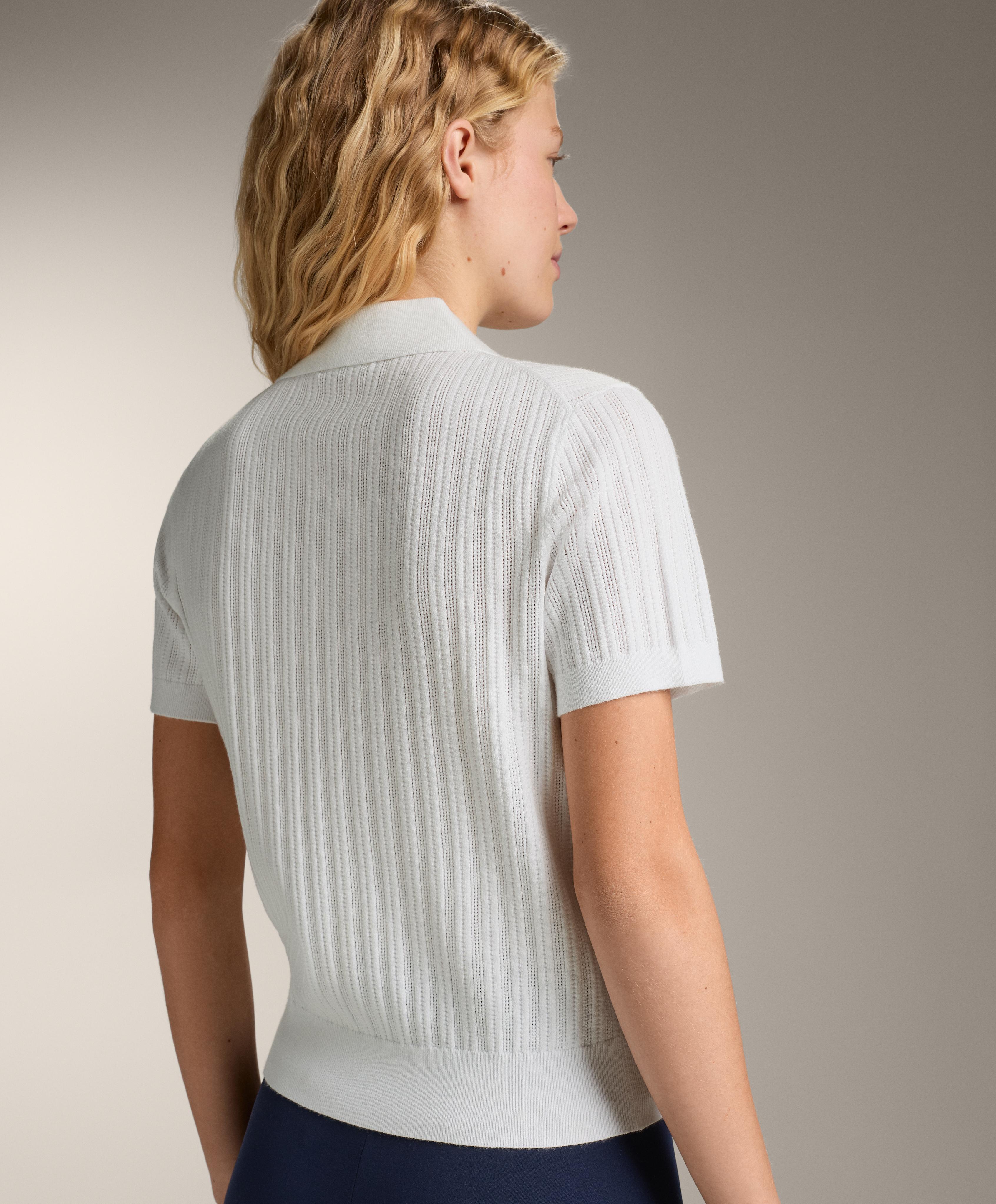 Pointelle knit polo shirt — WHITE