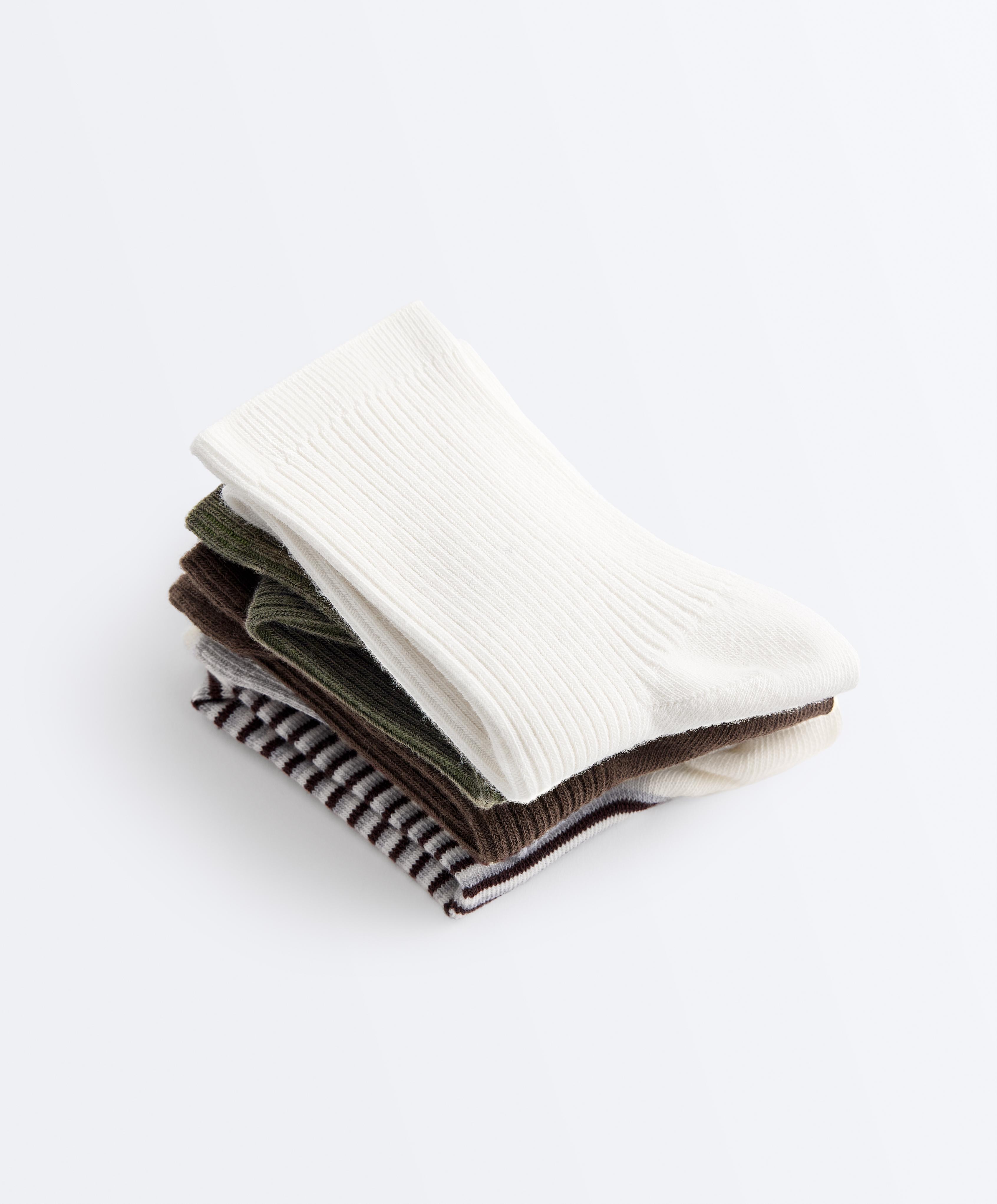 5 pairs of cotton blend quarter socks — DARK KHAKI