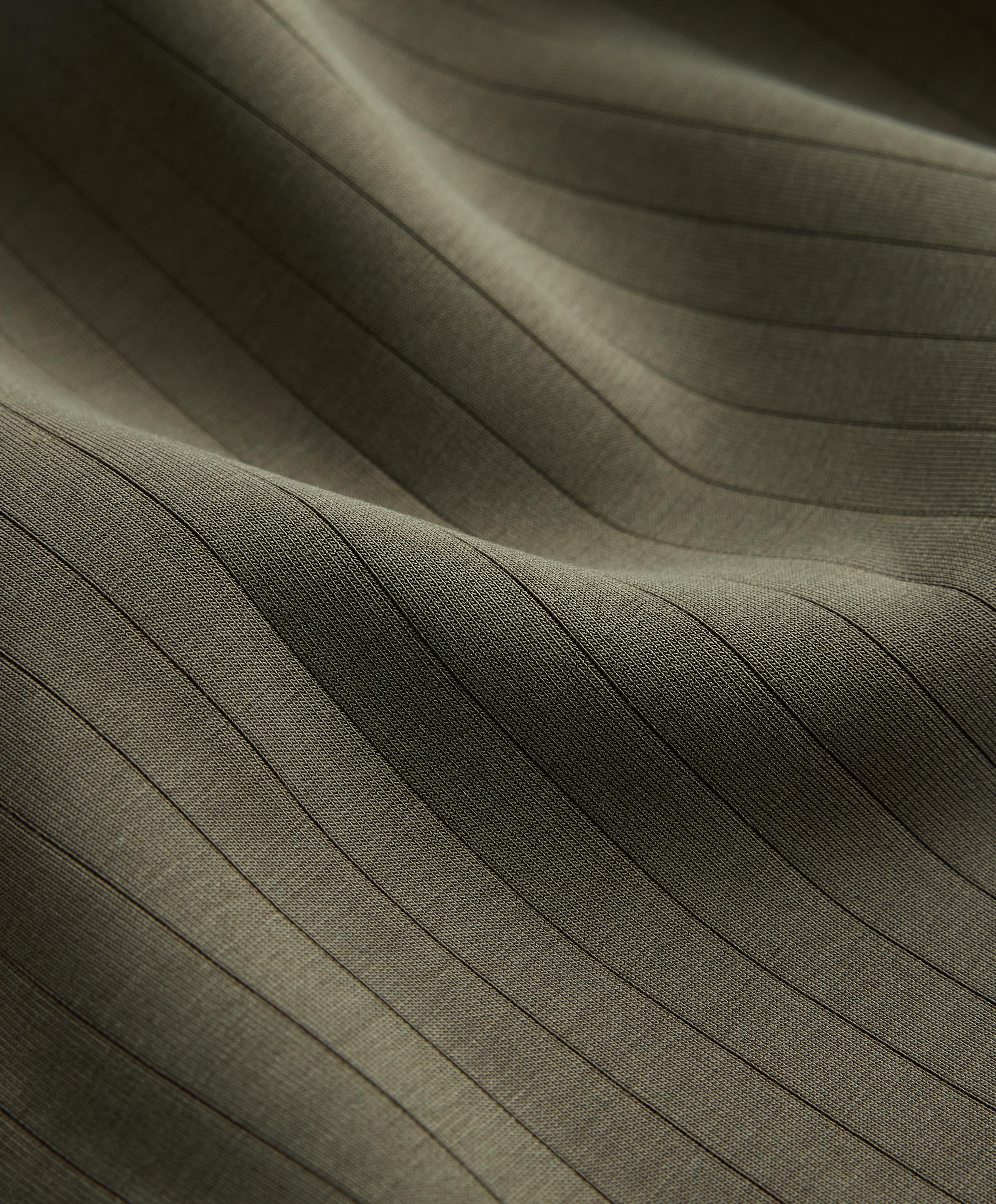 Striped bomber jacket with soft-touch modal — KHAKI