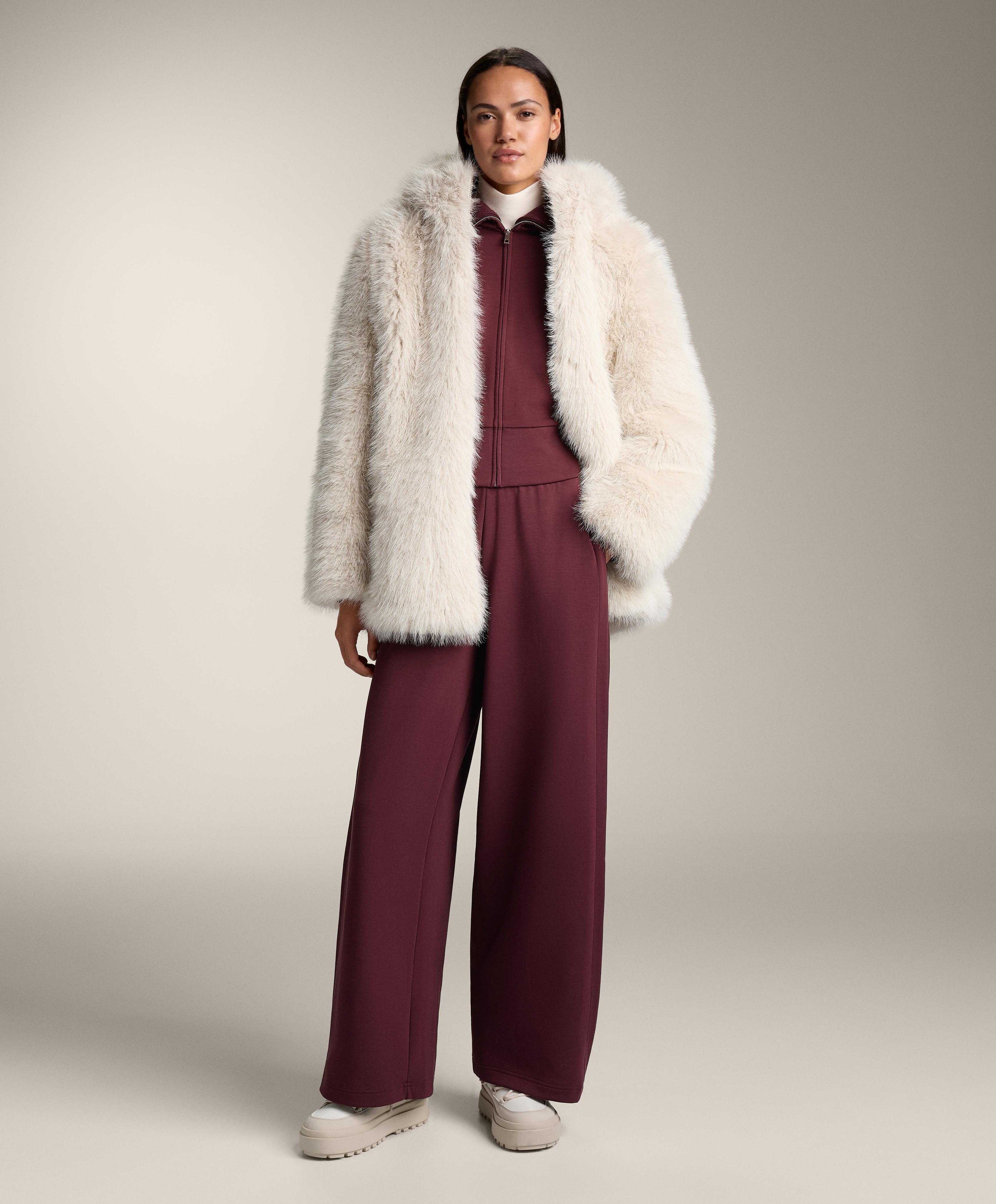 Fitted waist knit collar jacket with brushed modal — MAROON