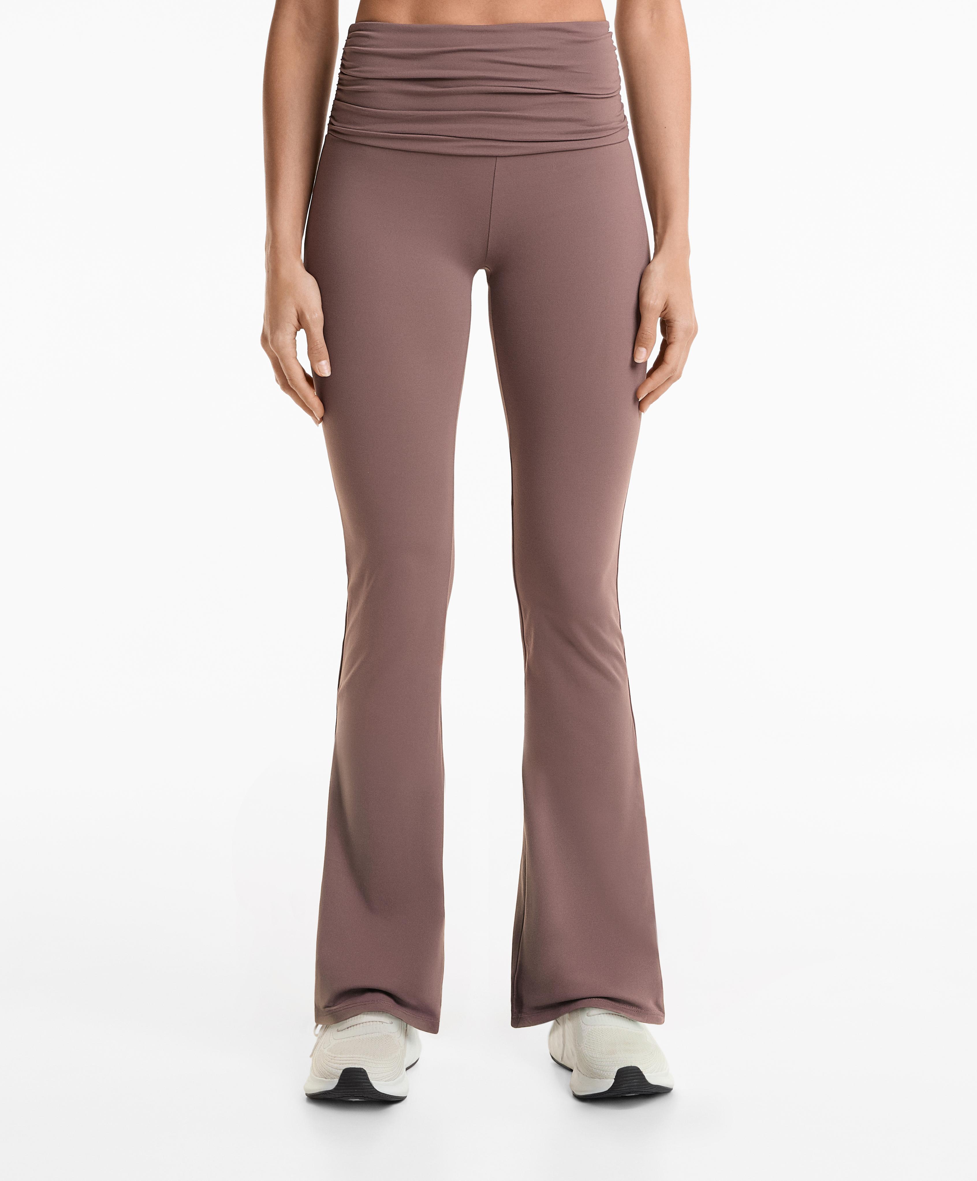 High rise Comfortlux flare trousers with gathered waist