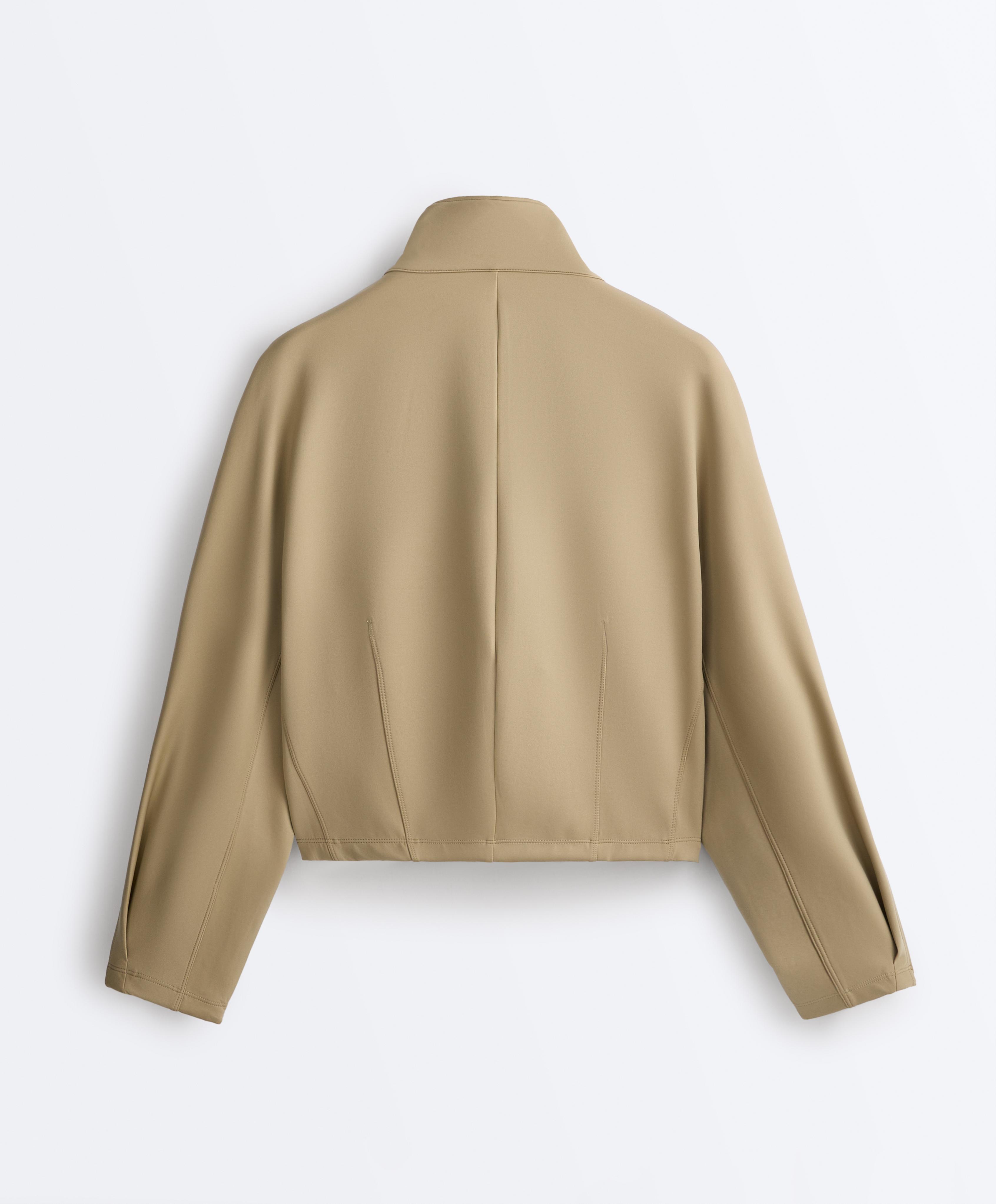 Boxy neoprene-effect jacket — GREEN BEIGE