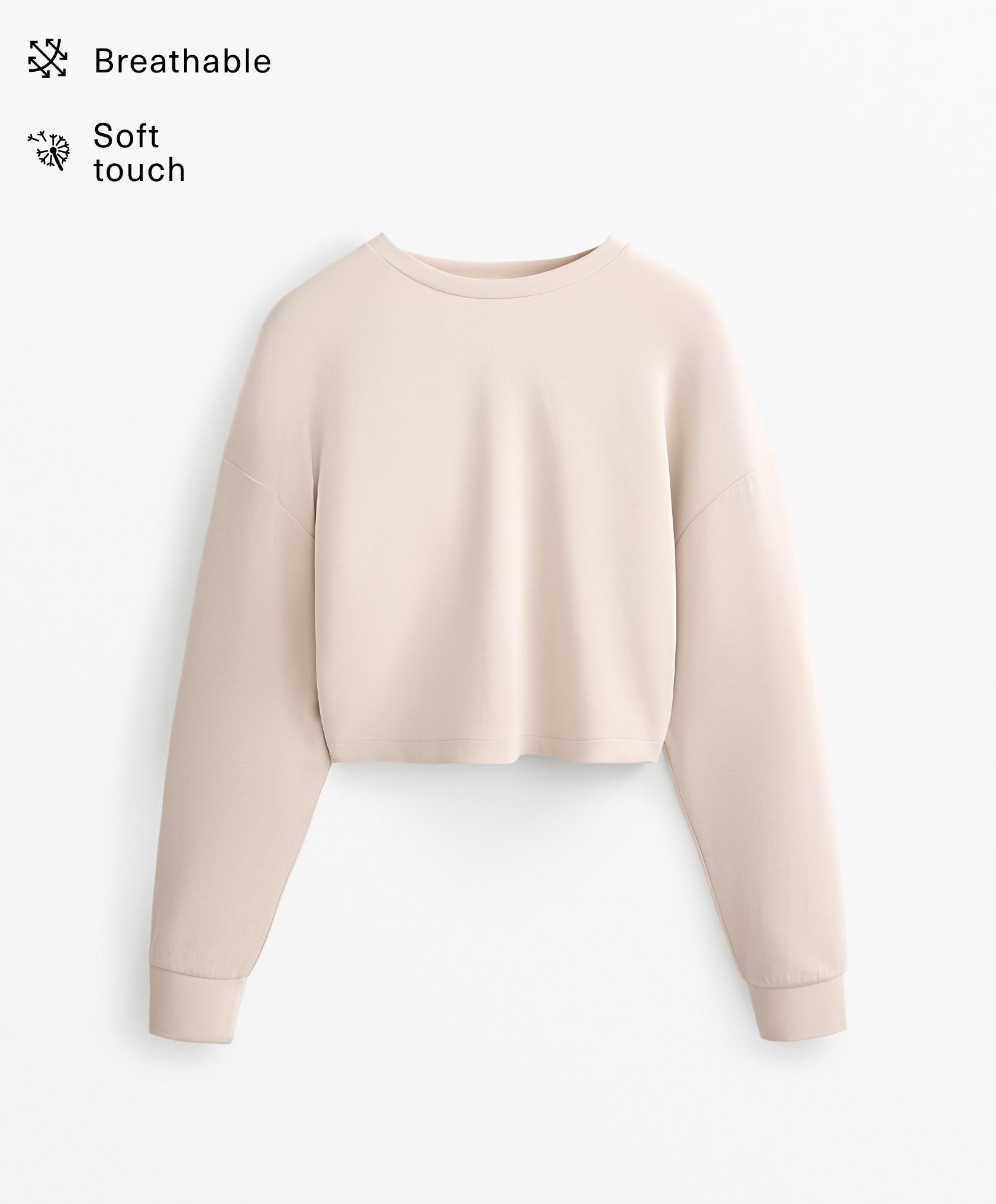 Crop sweater met modal en overslag op de rug