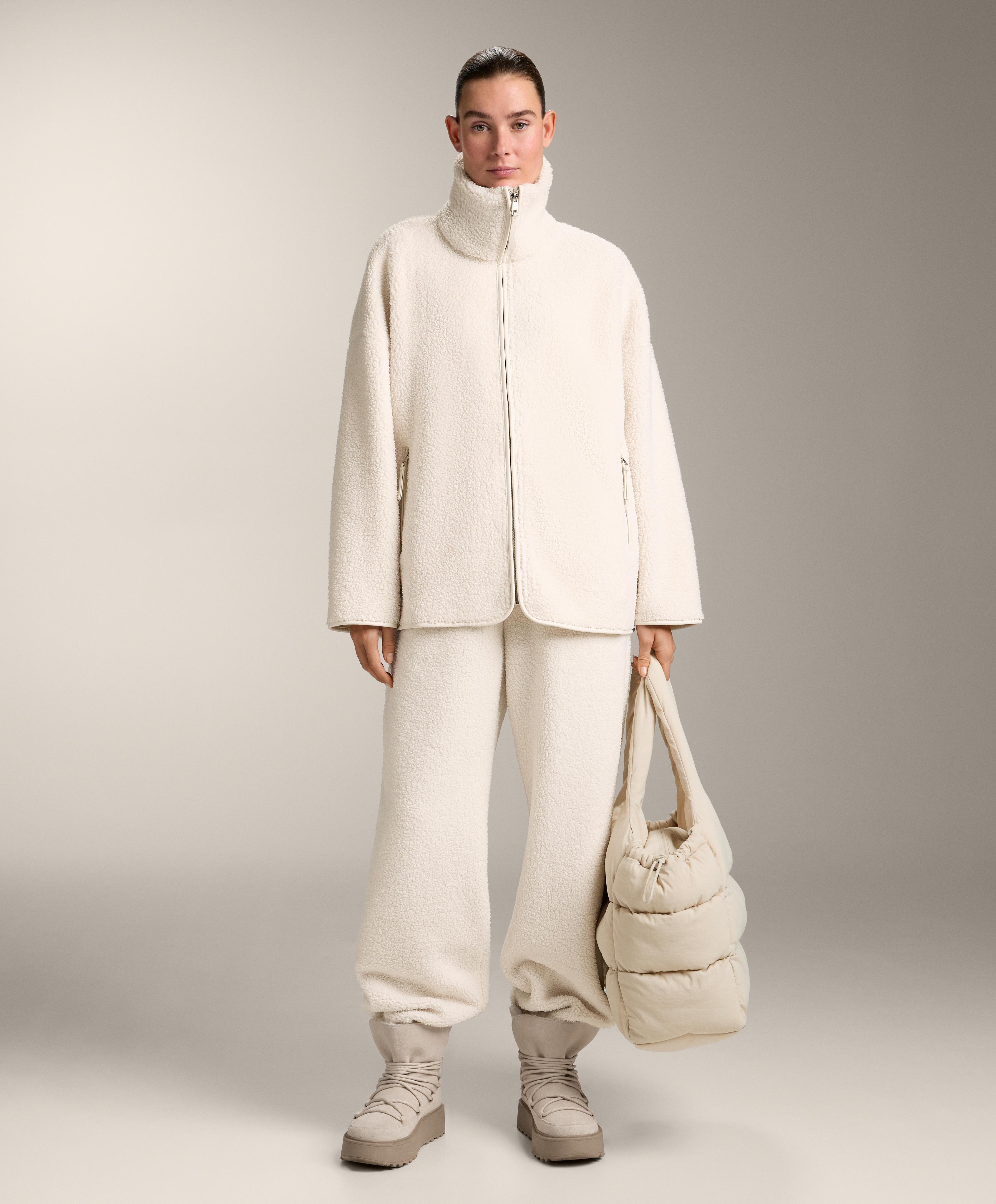 Lightweight faux-shearling jogging trousers