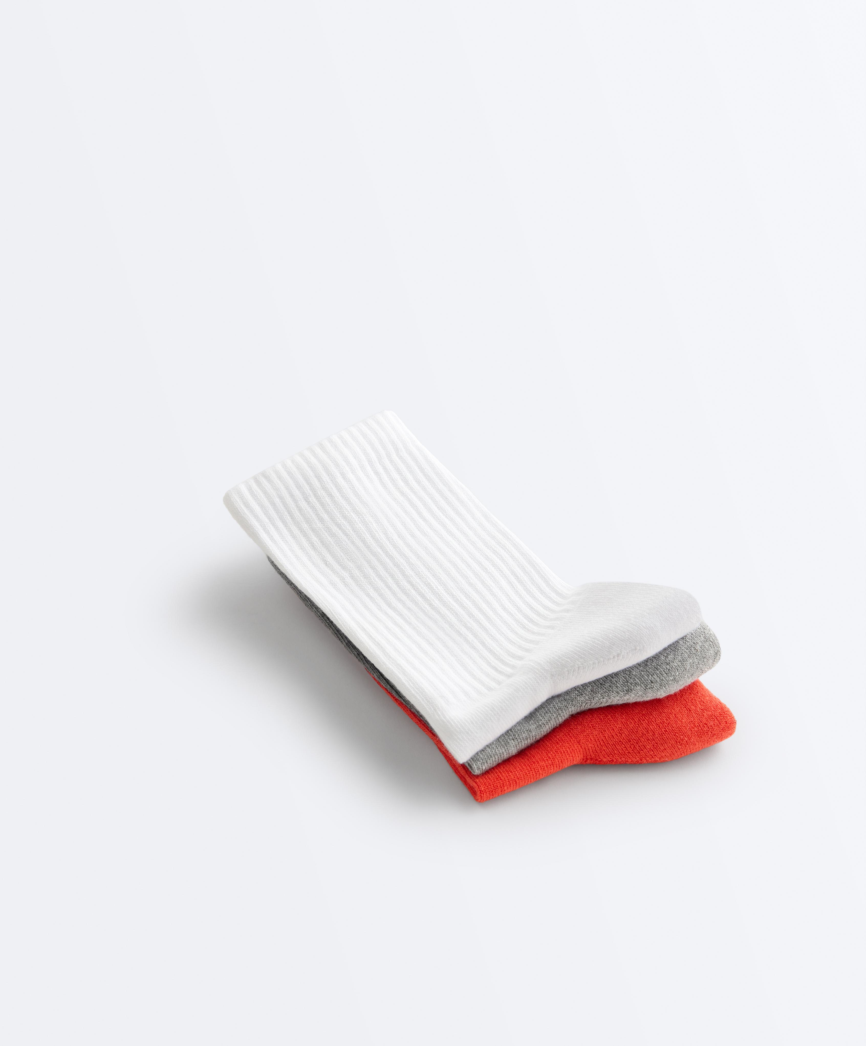 3 pairs of cotton blend classic socks — BRIGHT ORANGE