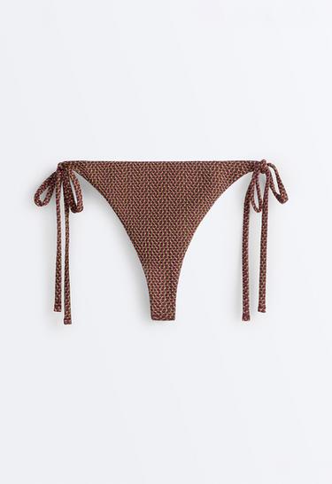 Geometric tie-side bikini thong — LIGHT KHAKI 6