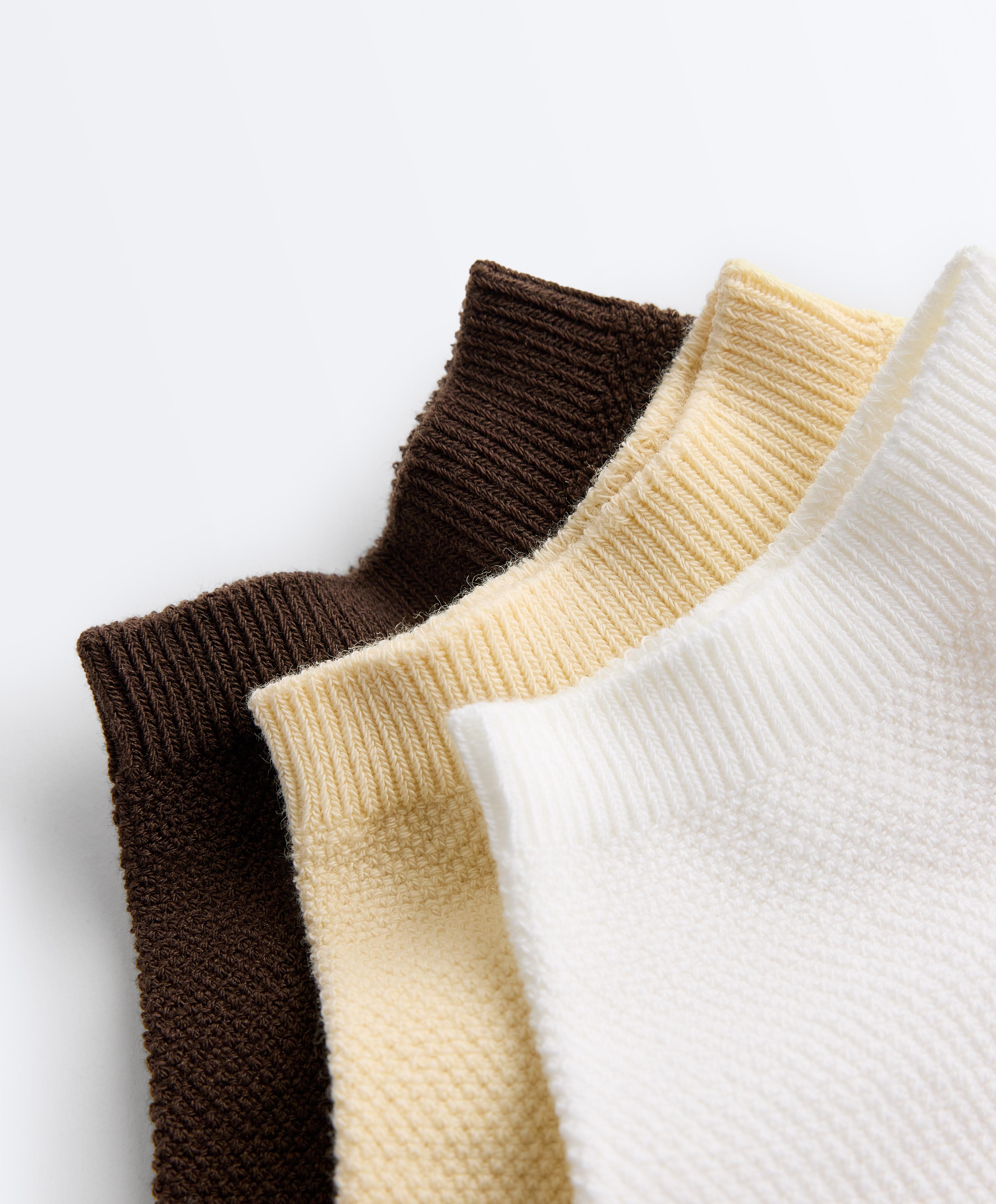 3 pairs of cotton blend piqué sneaker socks — WASHED TERRACOTTA