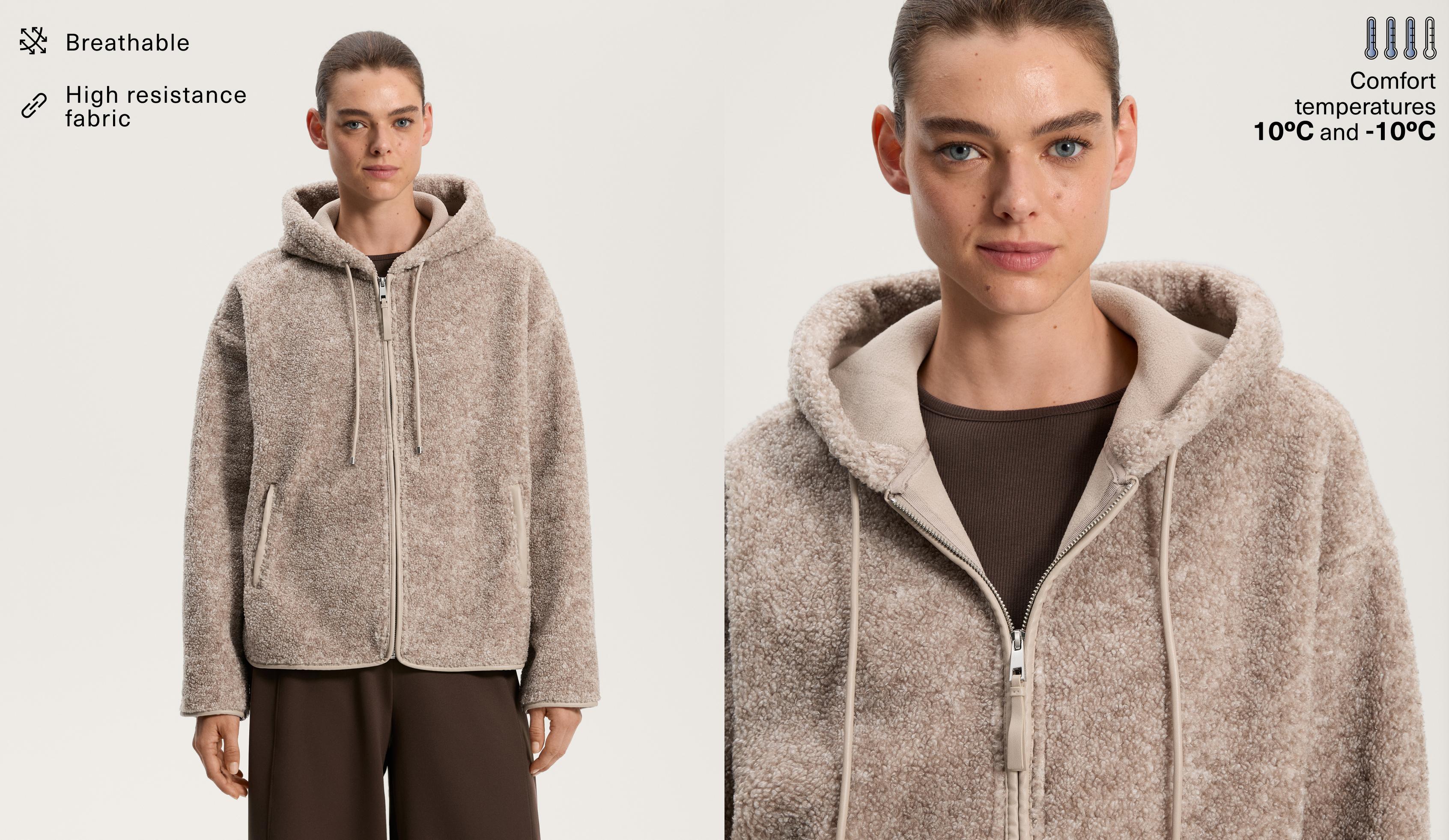 Faux-shearling hooded jacket
