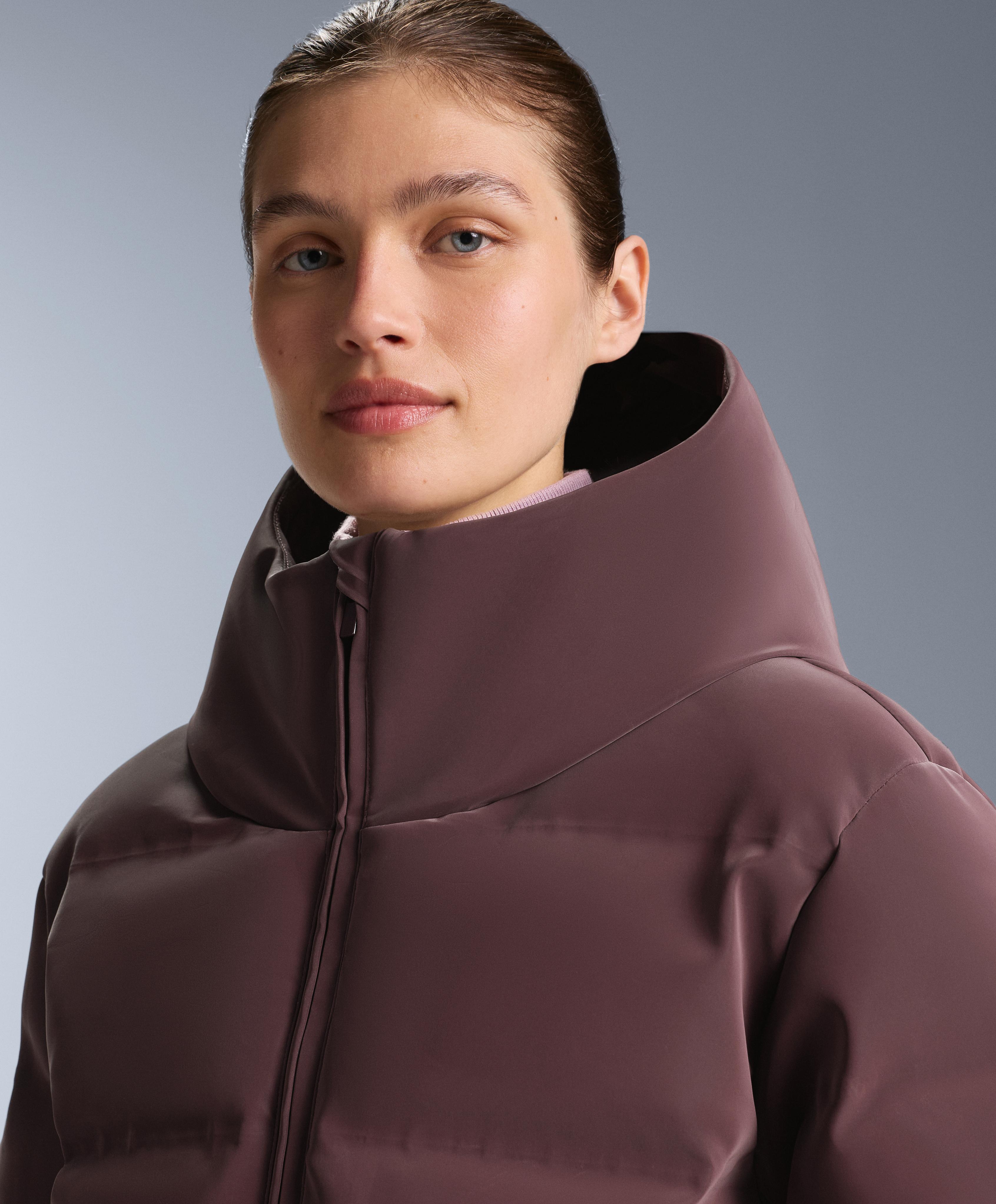 Satin padded jacket 80% down and 20% feather MINARDI PIUME SKI water-resistant — DARK WINE RED