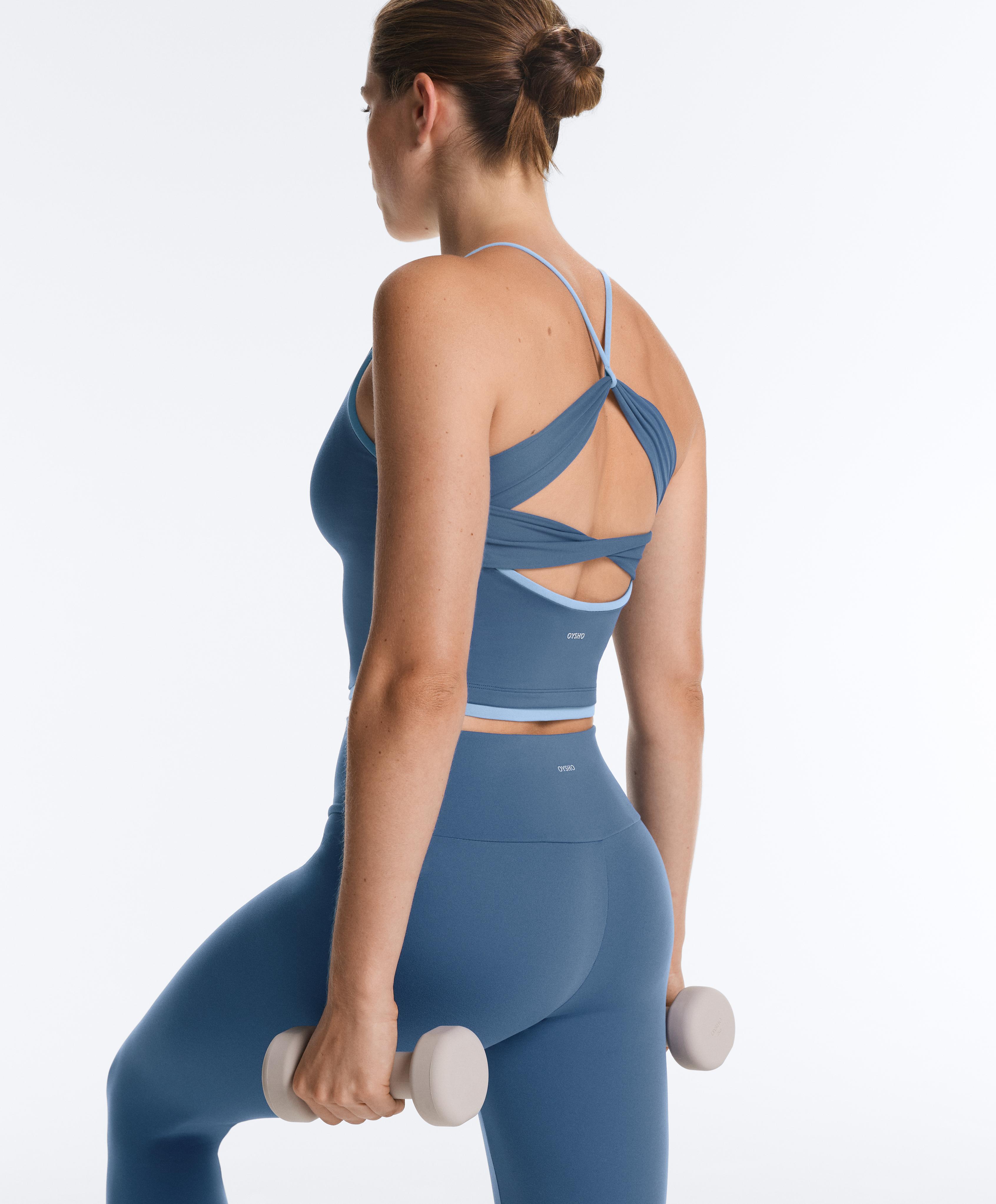 Comfortlux cross-strap tank top — MID GREY-BLUE