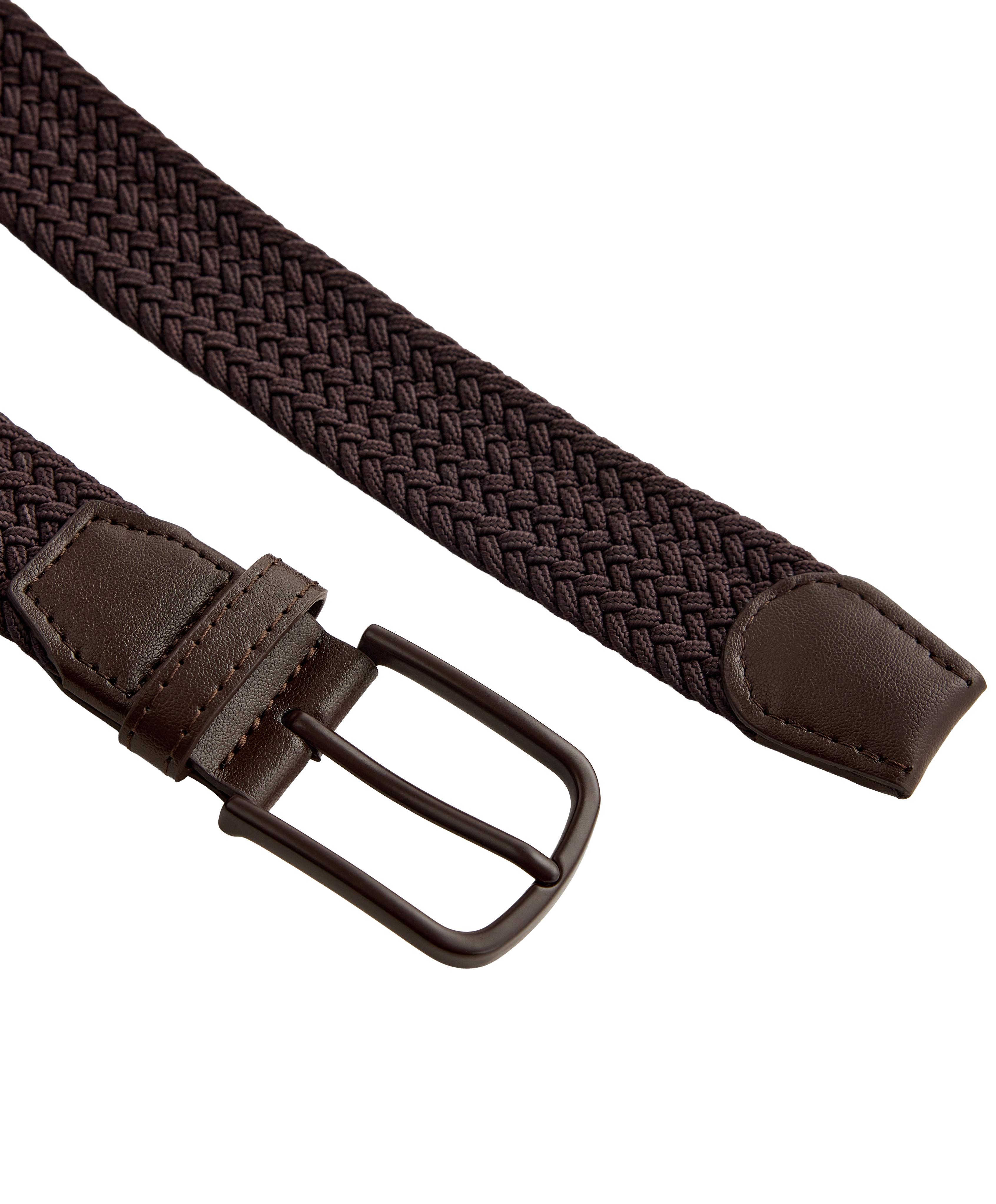 PLAITED ELASTIC BELT — BROWN
