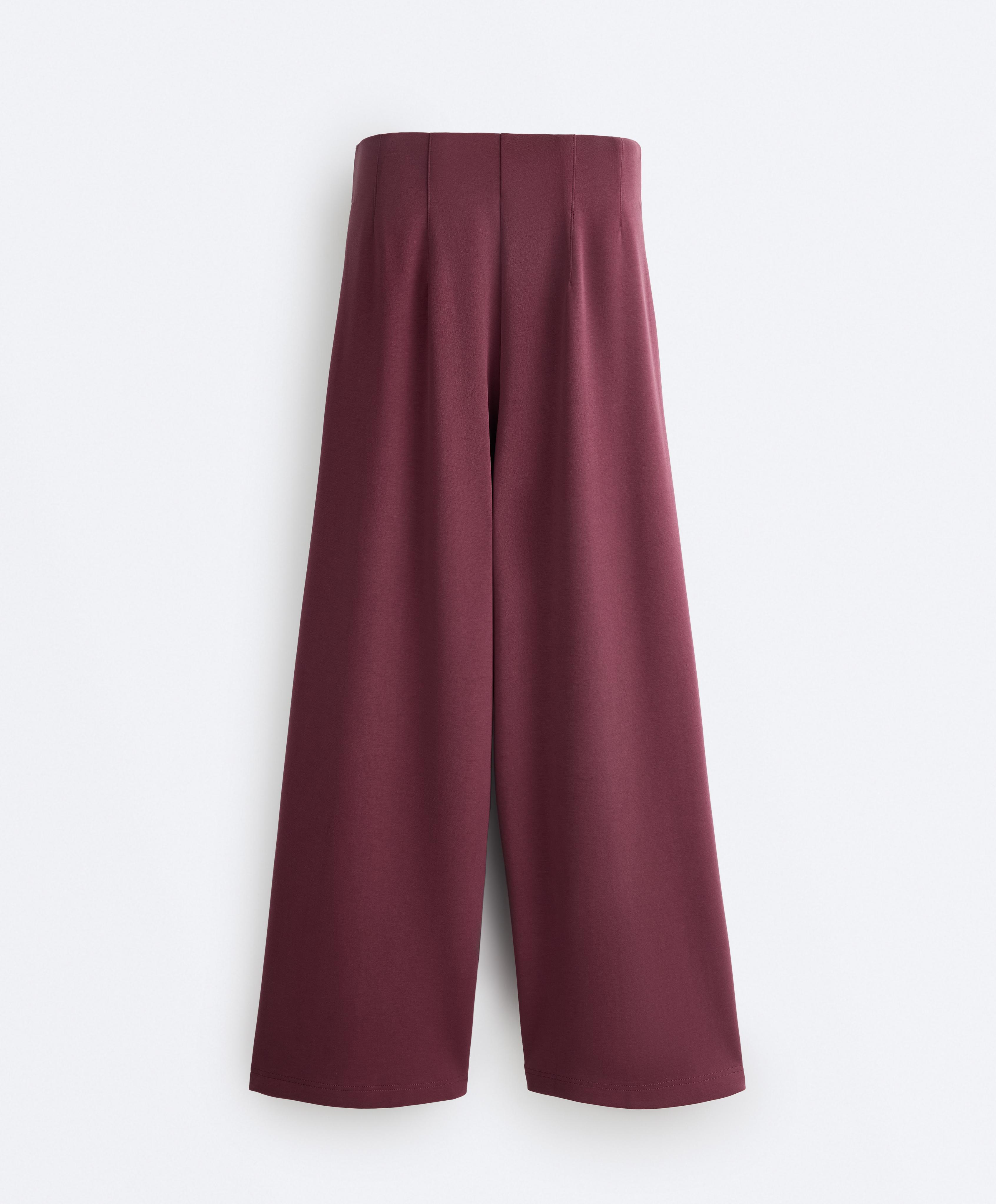Straight-leg trousers with modal and crease — CHERRY
