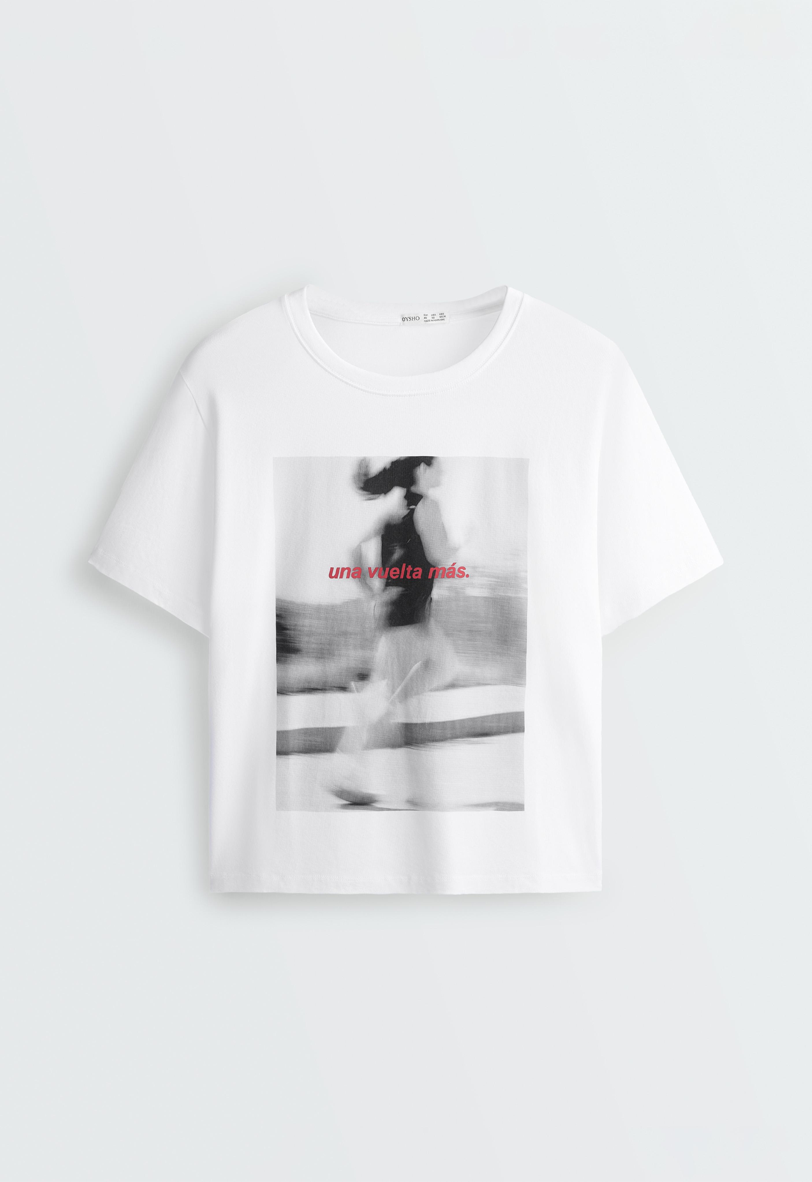 Boxy cropped cotton blend graphic T-shirt — WHITE 