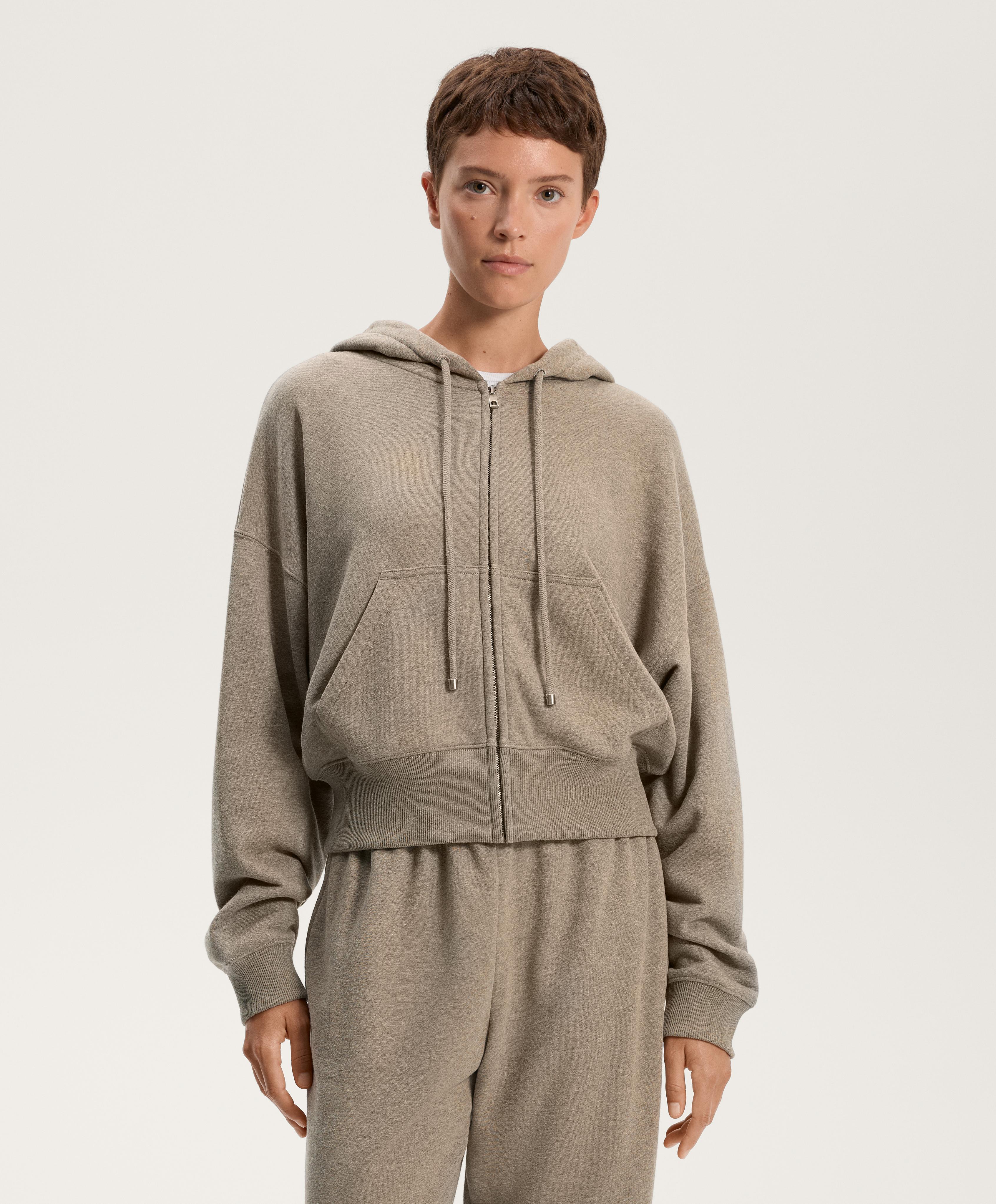 Wide sleeve hooded jacket with cotton