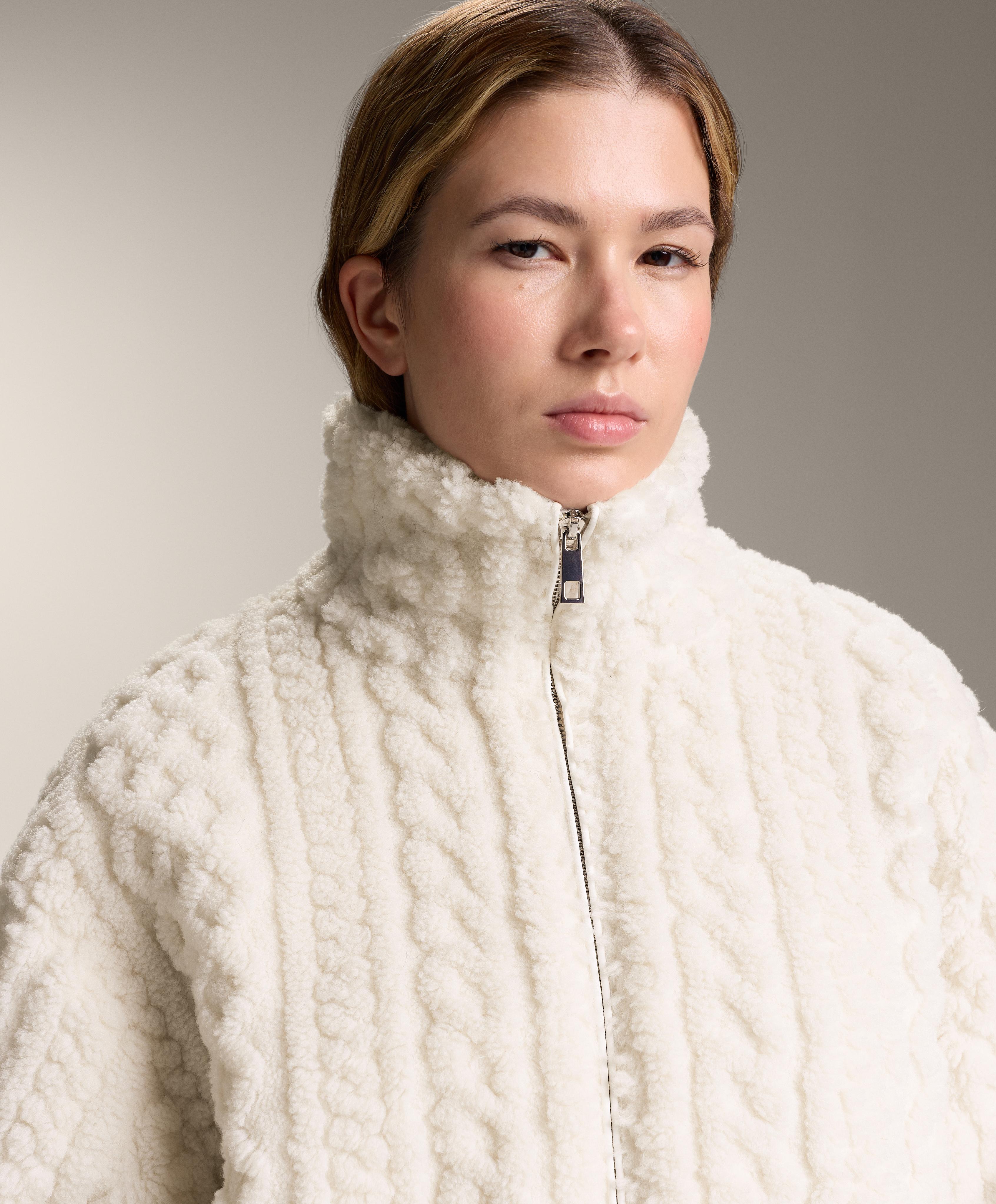 Cable-knit faux-shearling jacket — ECRU