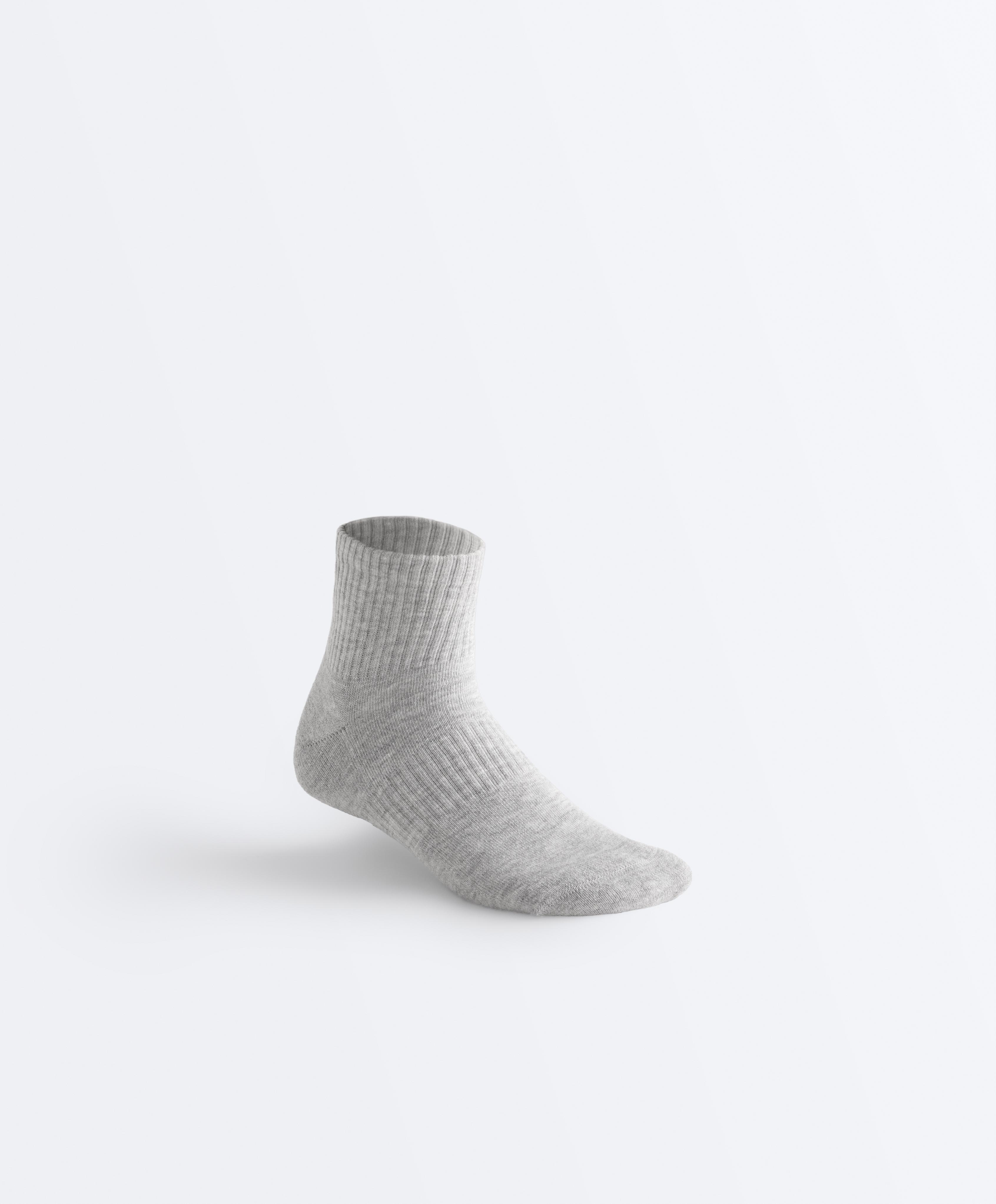 3 pairs of cotton blend quarter sports socks — PALE GREY MELANGE