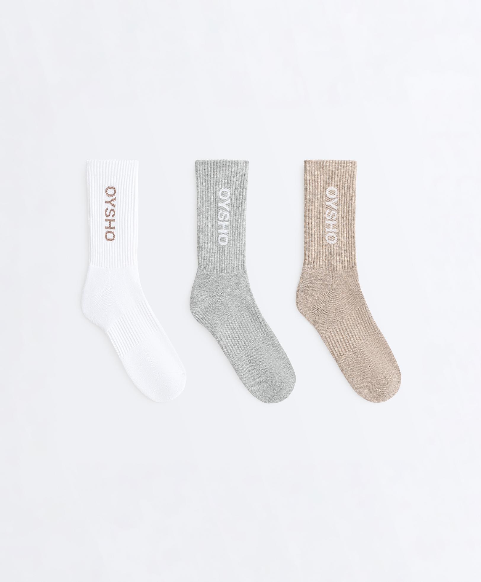 3 pairs of cotton blend classic socks — WHITE